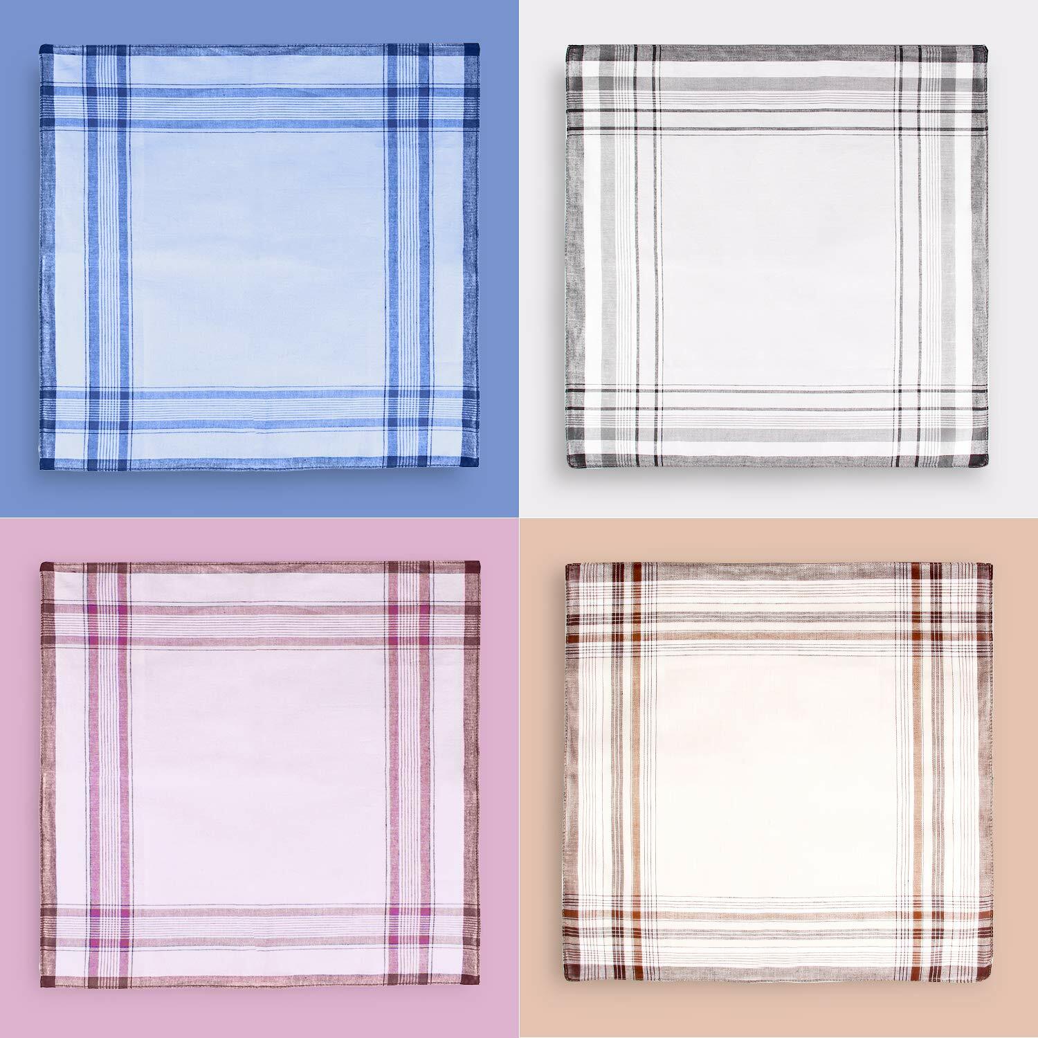Ohuhu Handkerchiefs for Men, 12 Piece Gift Set 4 Color Hankies