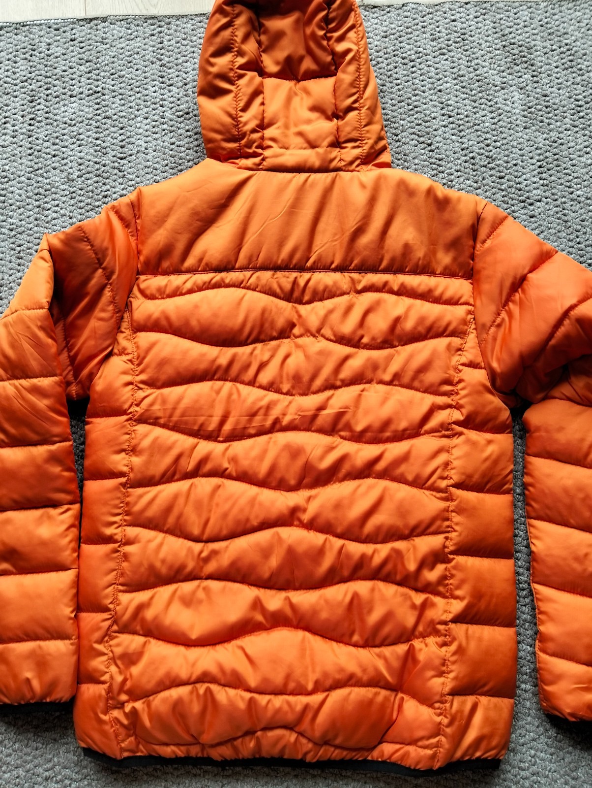 Volvo Official Merchandise Puffer Jacket Orange Hooded Coat Size S Sweden