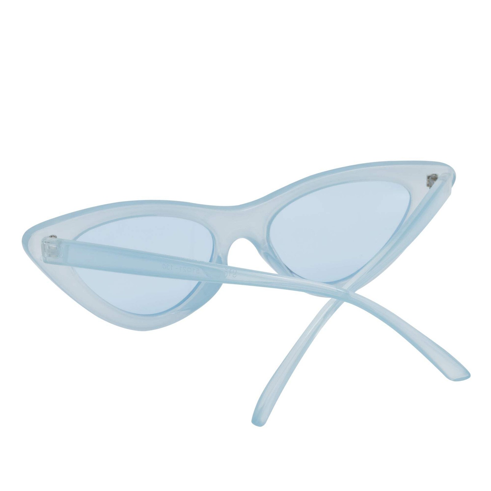 FELINE – Thick Oval Retro Small Cat Eye Sunglasses Blue Blue Tint
