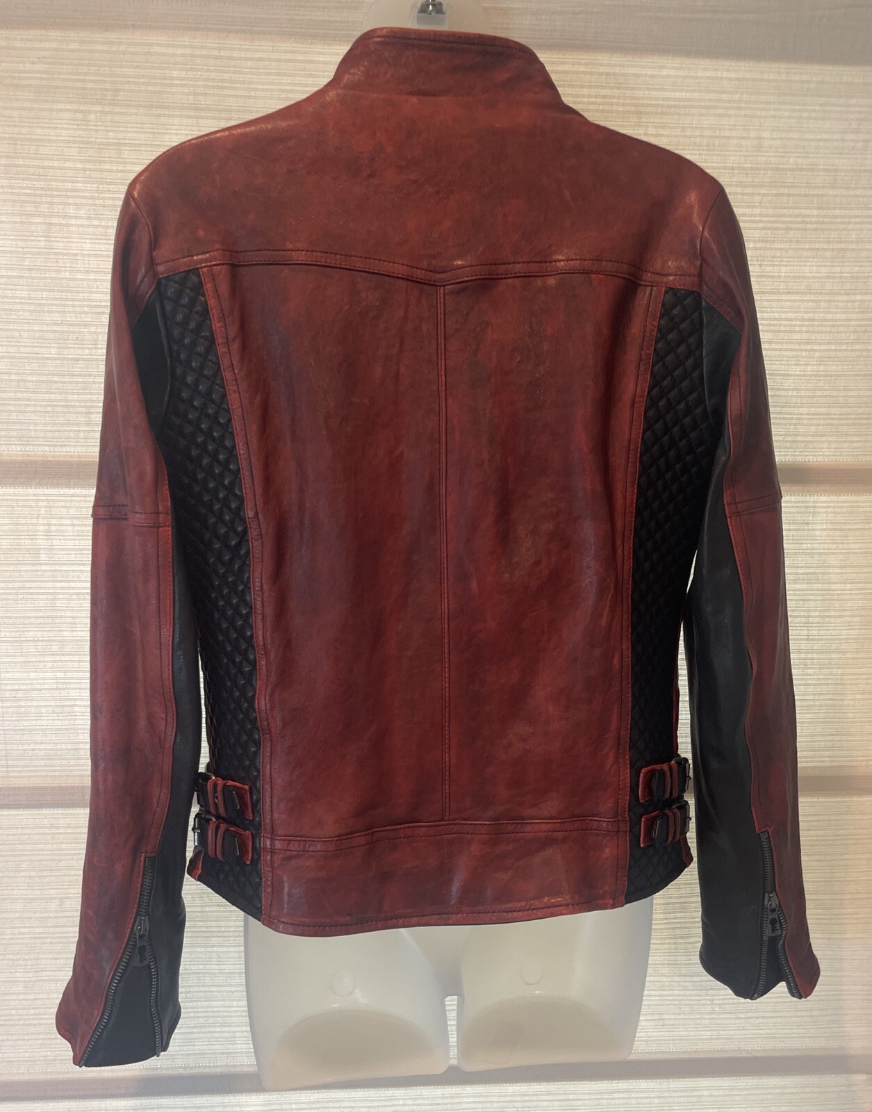 Benheart Limited Edition Red/Blk Moto Leather Jacket Made Italy Sz. 44 US 6 NWOT