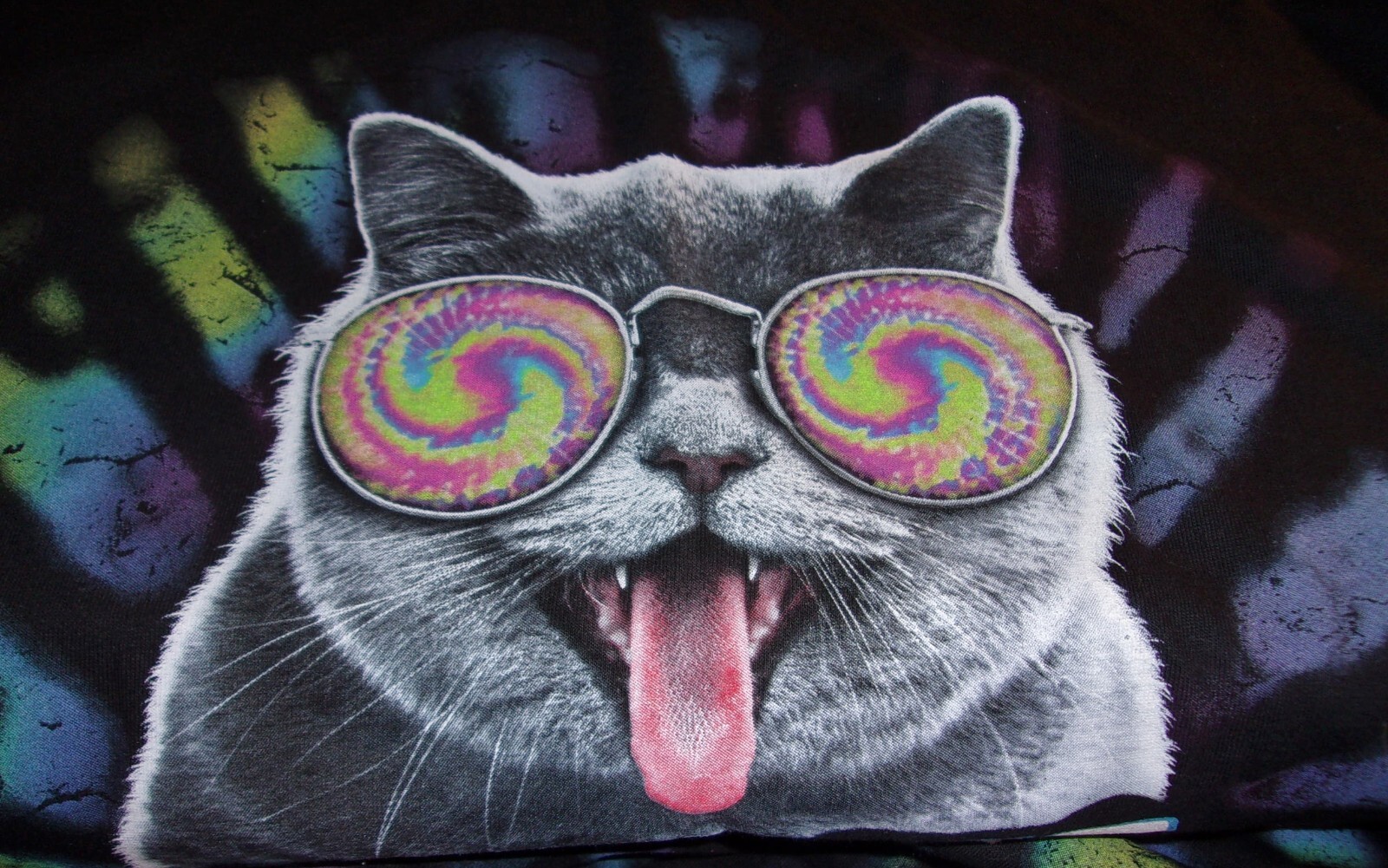 Cat Kitty Black Psychedelic Glasses LETS GET WEIRD 100% Cotton T-Shirt 3XL 54-56