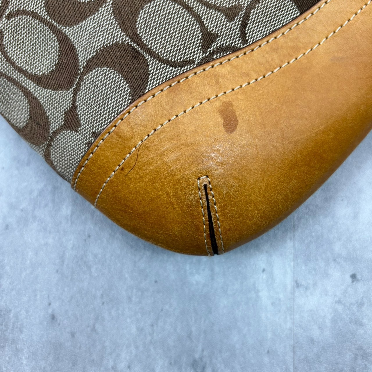 Coach F19682 shoulder bag signature canvas leather Brown Authentic From JAPAN