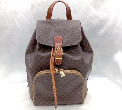CELINE Macadam Backpack Brown PVC Leather w/ Dust Bag Italy DM99/1 Authentic