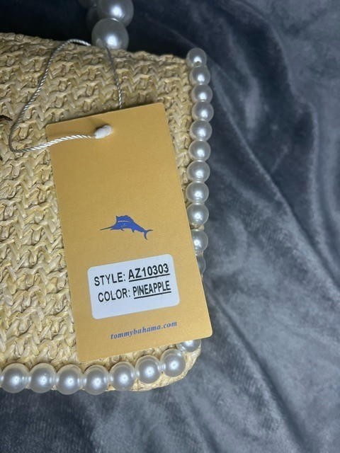 NWT Tommy Bahama PINEAPPLE PEARL Bag with Crossbody Gold Chain and Pearl Handles