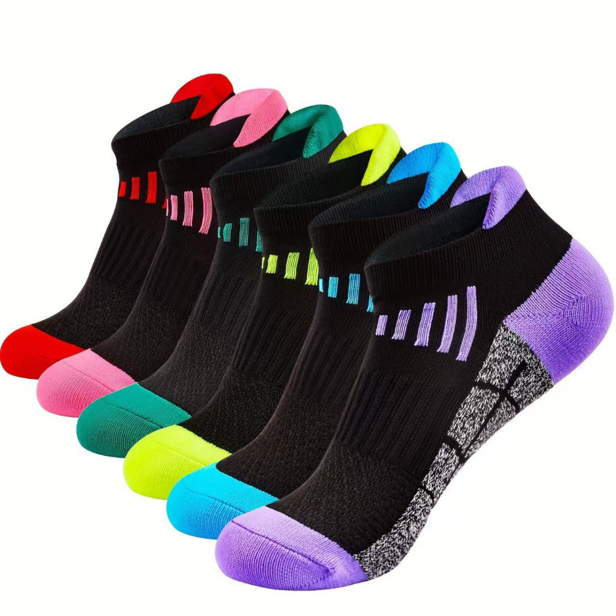 6Pairs Low Cut Cotton Ankle Mesh Solid Classic Athletic Sport Casual Women Socks