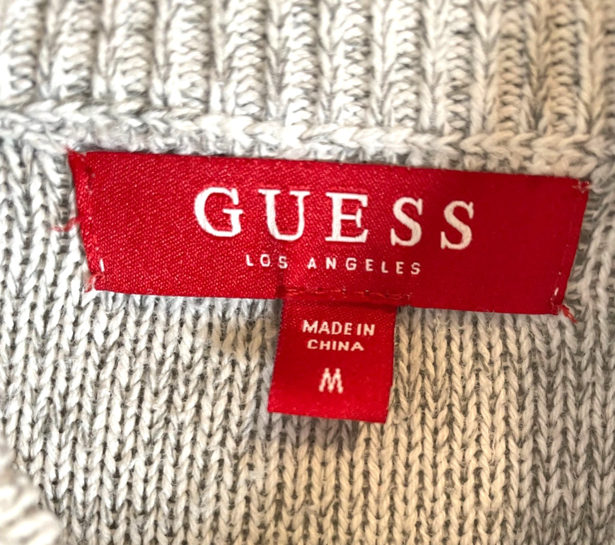 GUESS Los Angeles Zip Front Knit Sweater Jacket Gray Cotton Blend Women’s M