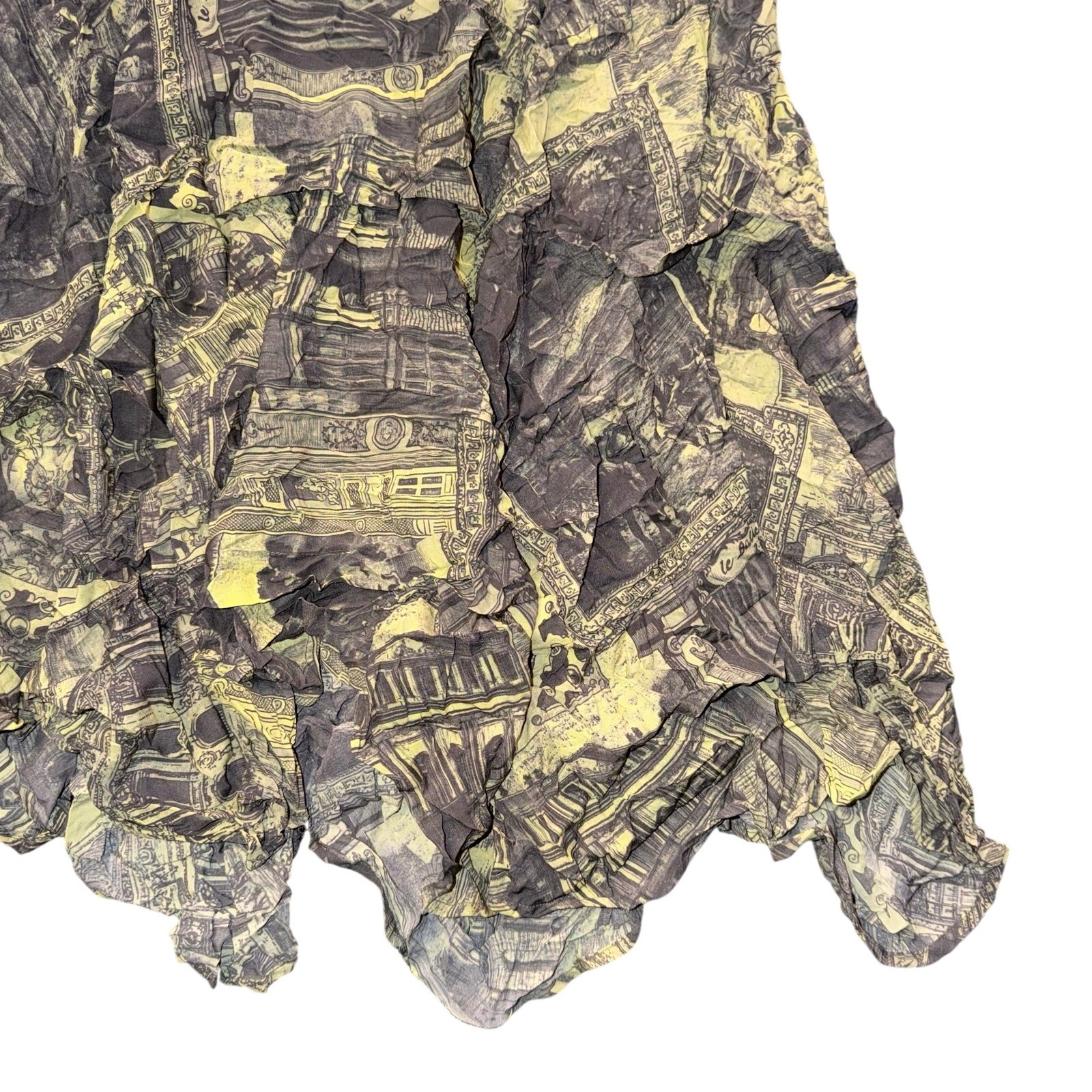 Comfy USA Renaissance Architecture Sketch Print Tiered Ruffle Tank Midi Dress XS