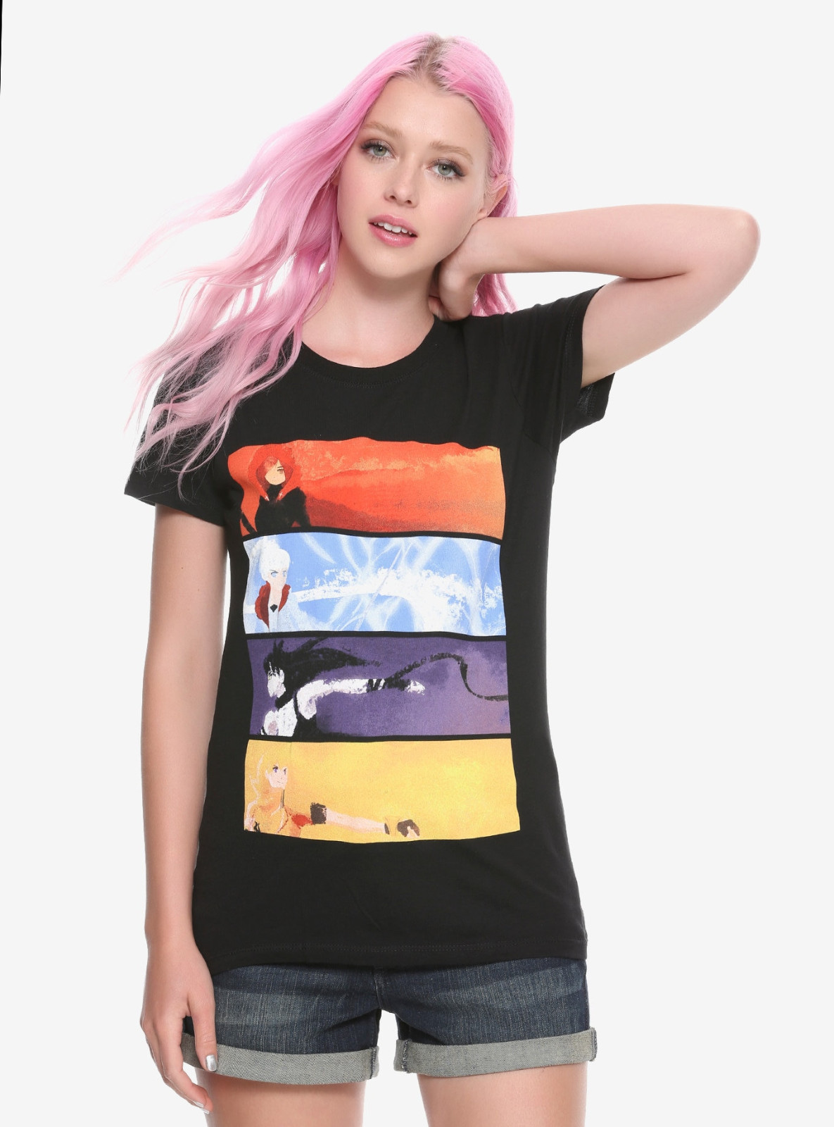 RWBY Juniors Character Panels Design Black Tee Shirt New S, M, L, XL
