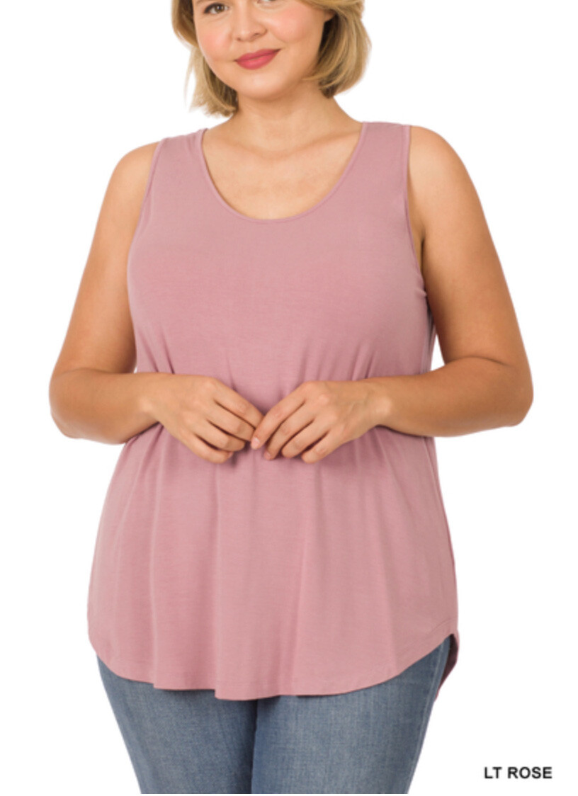 ZENANA 8507 PLUS Real Modal Sleeveless Tank Top Round Hem