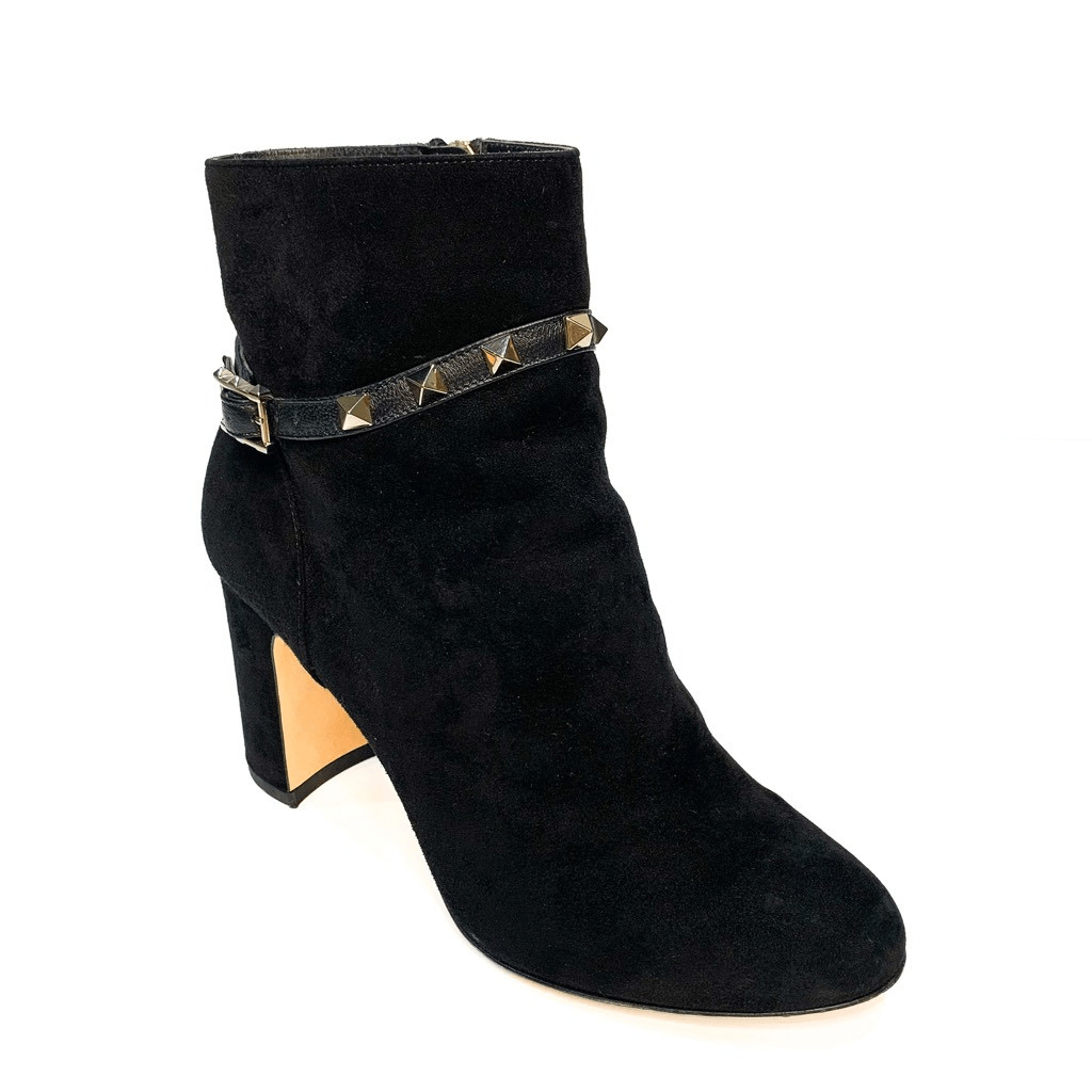 Valentino Garavani Rockstud Boot EU 36.5 US 6.5 Black Heeled Bootie Studded