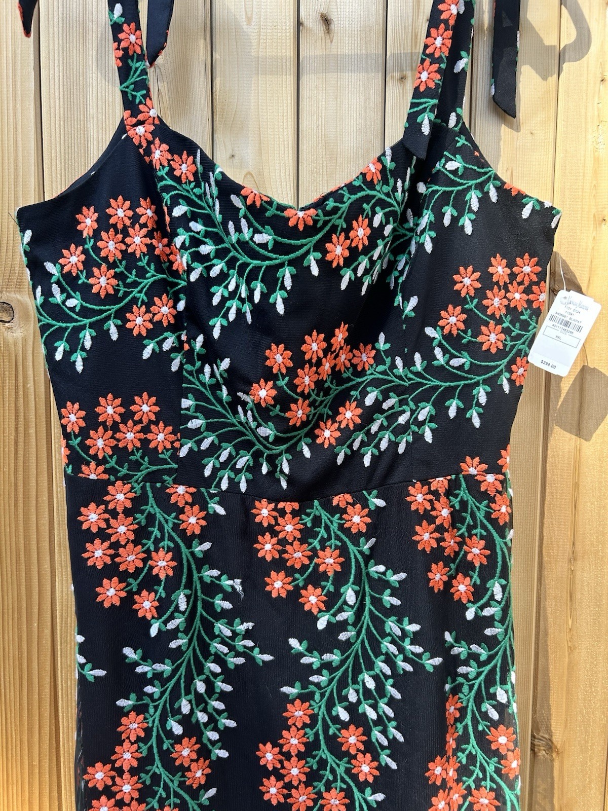 Dress the Population Black Floral Embroidered Mesh hi-lo Midi sweetheart XXL