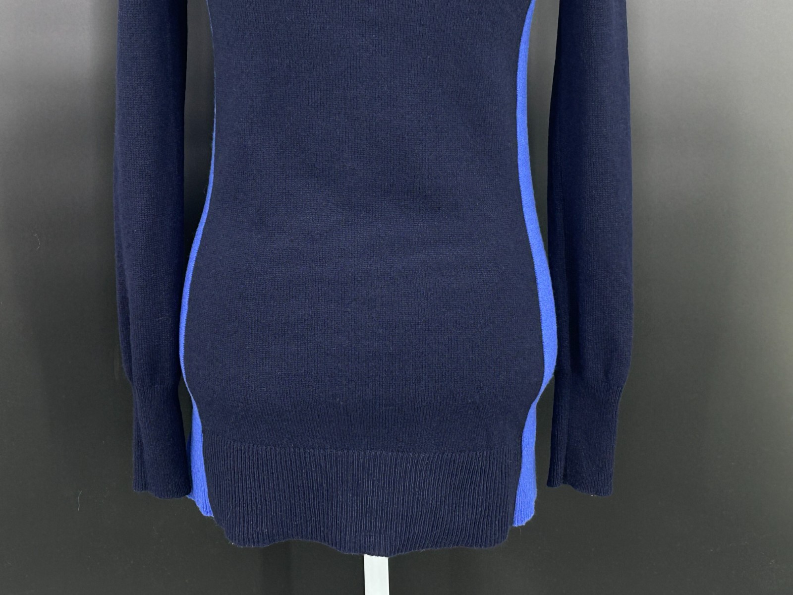 Aqua Cashmere Sweater Womens S Pullover Knit Tunic Blue Colorblock Long Sleeve