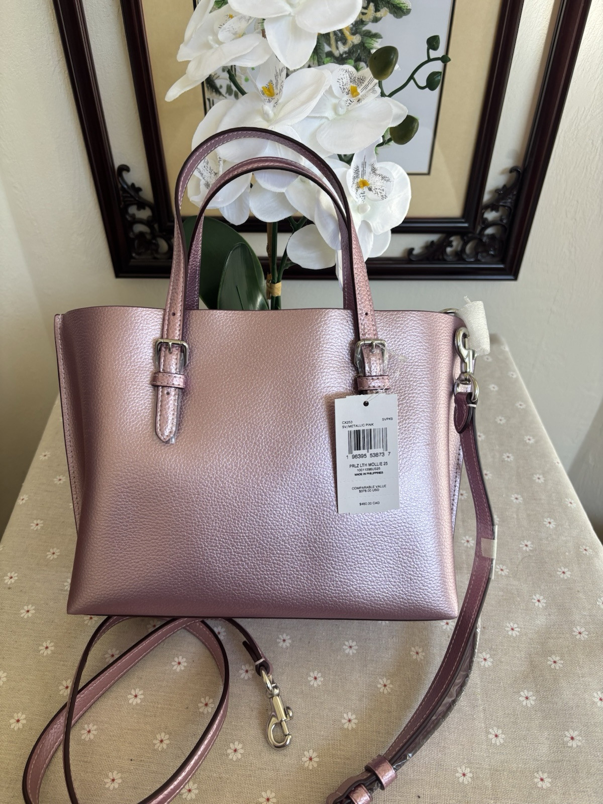 Coach Mollie Tote Bag 25 In metallic pink