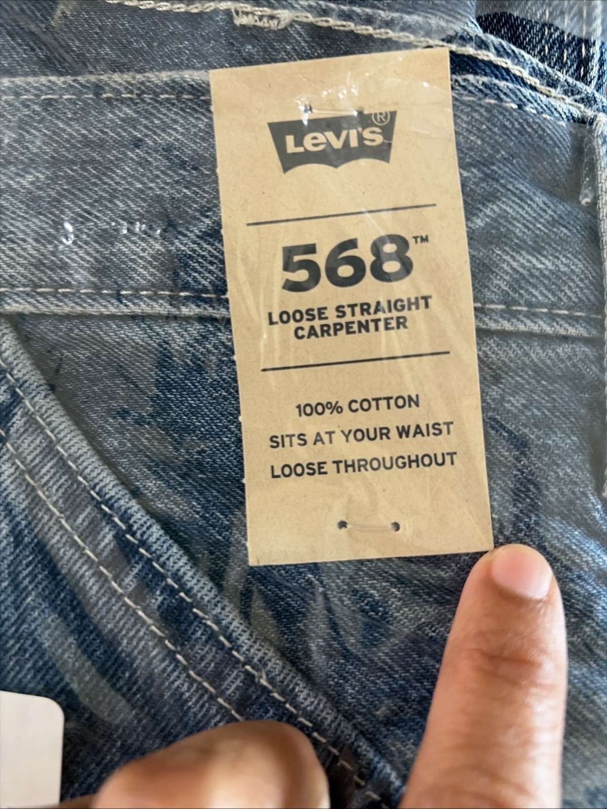 Levi’s New with Tags Men’s 568 Original Straight Loose Fit Jeans Carpenter Blue