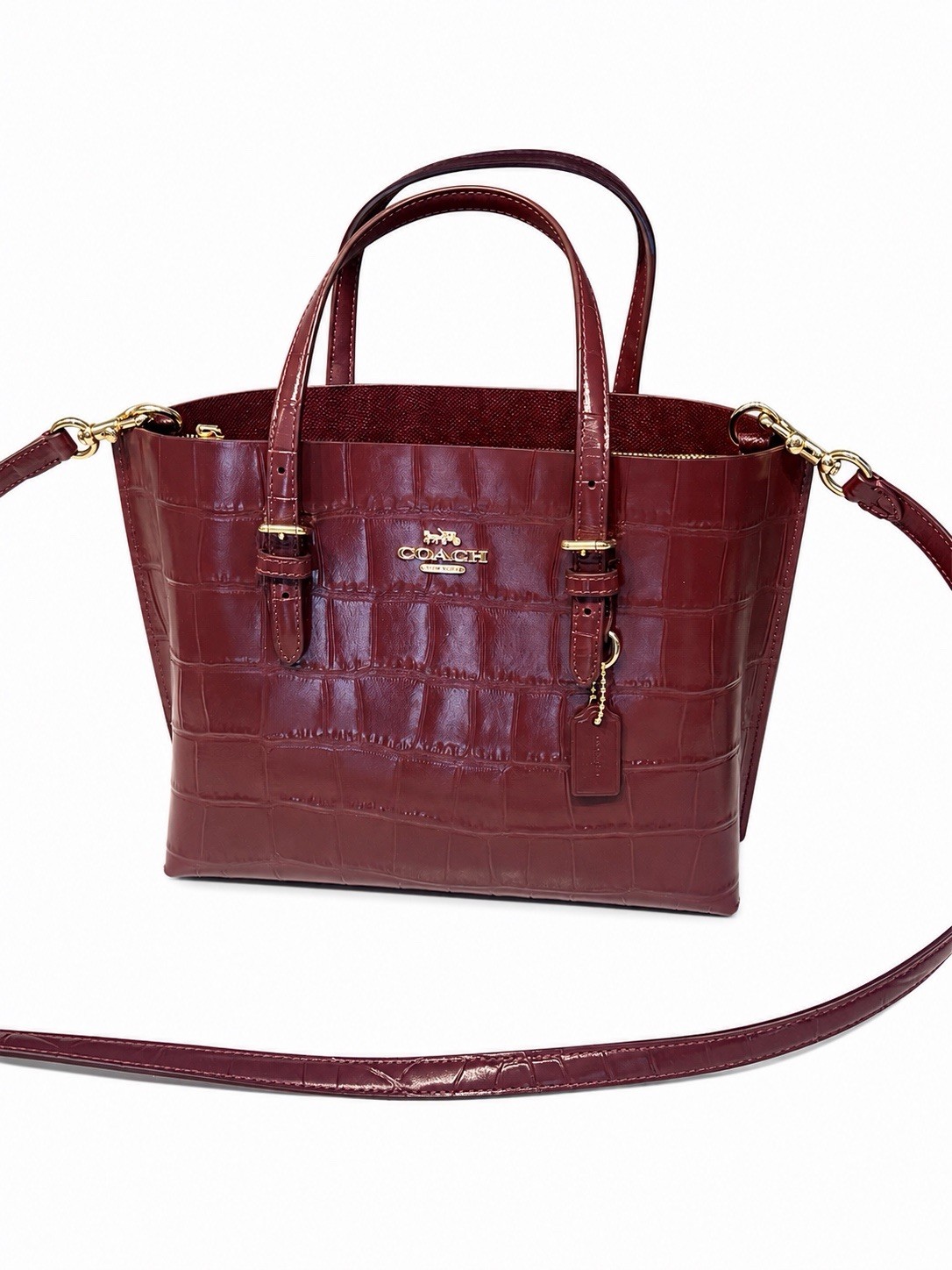 NWT Coach Mollie 25 Croc-Embossed Leather Tote Bag