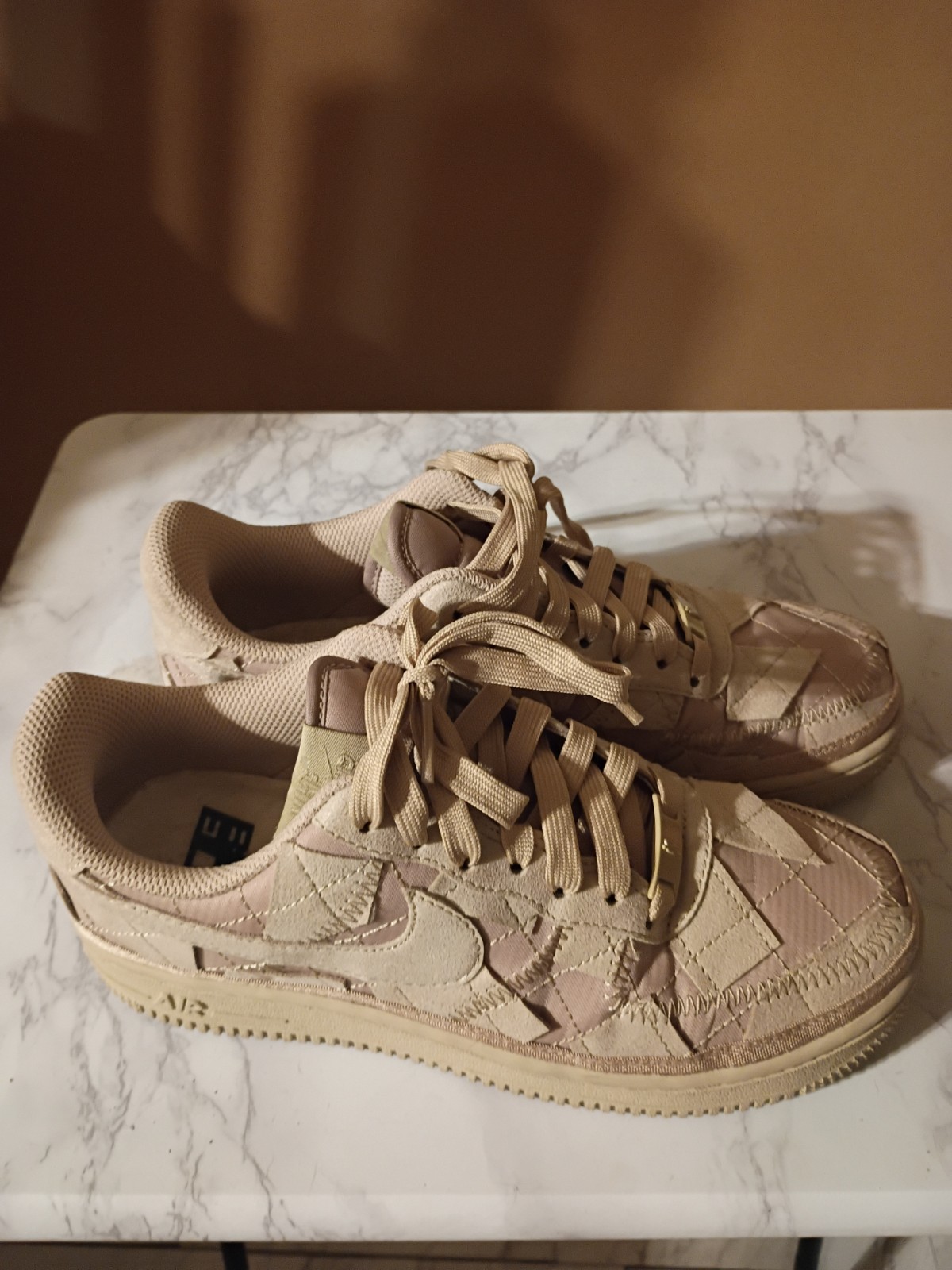 Nike Air Force 1 Low Top Sneaker Beige Solid Lace-Up Men’s Athletic Shoe