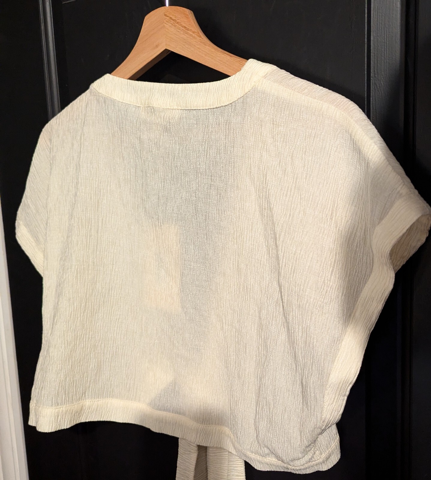 Meshki Women’s Rosa Crinkle Satin Crop Top Ivory Size XL – NWT