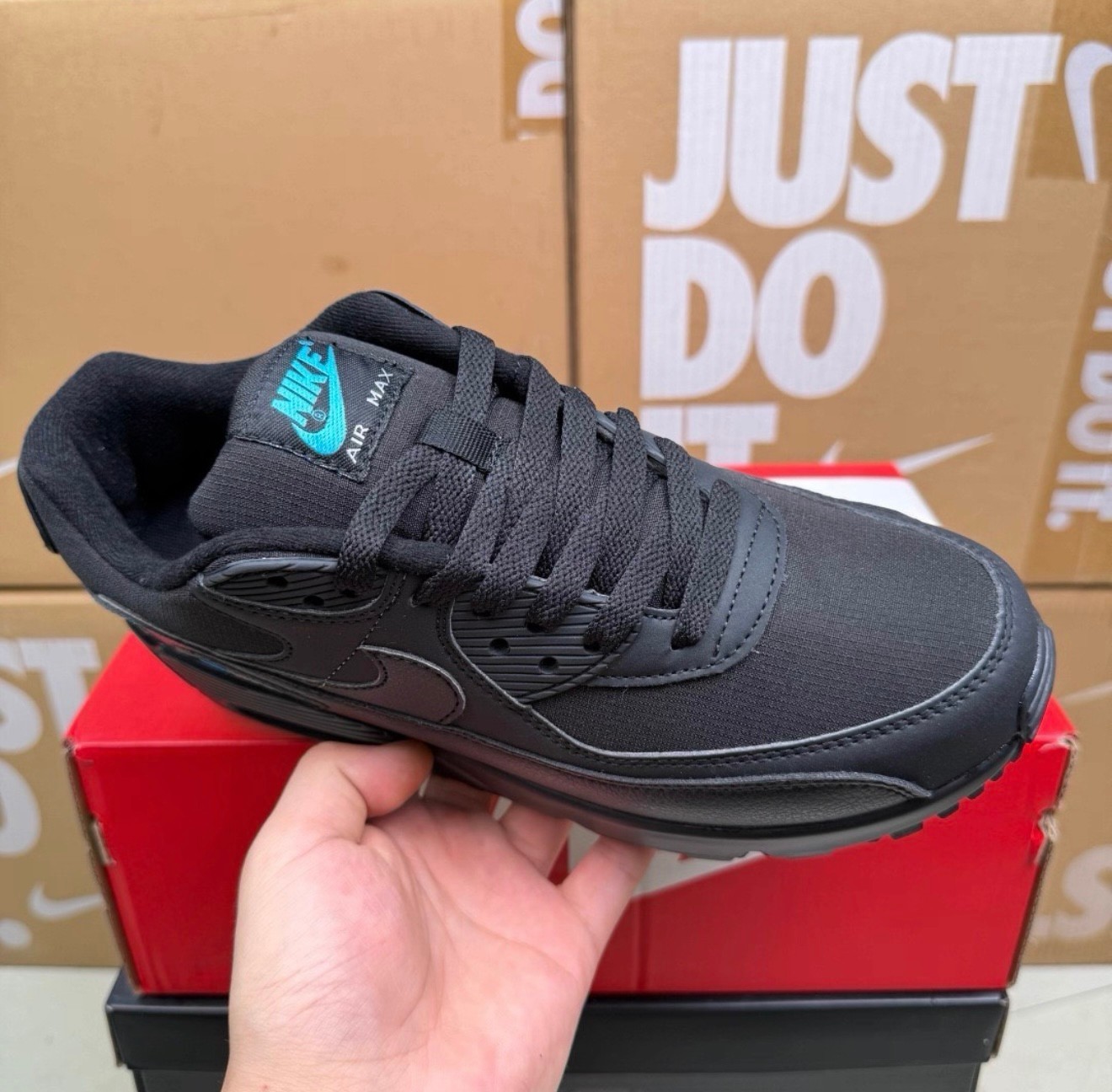 Men’s Nike Air Max 90 ” Black Blue ” Basketball Sports Shoes US Size 7-12