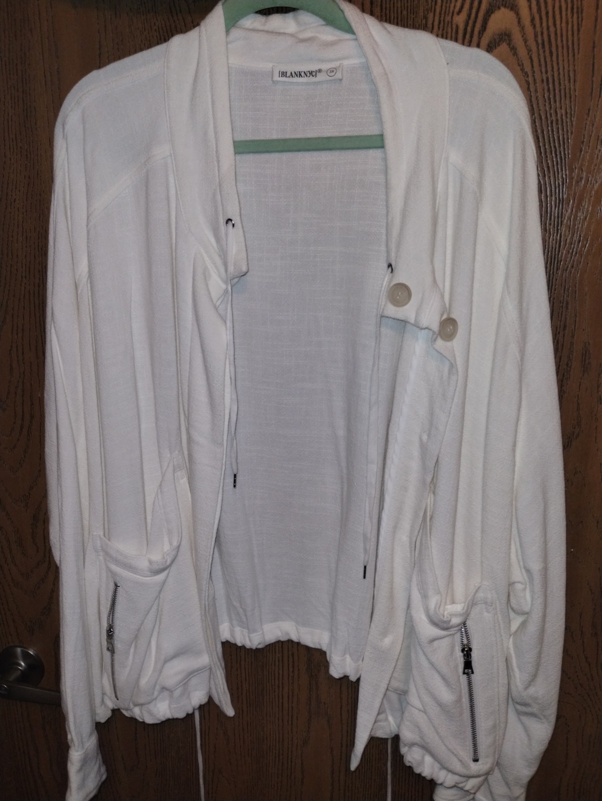 Blank NYC Linen/Cotton Blend Cream Bomber Style Jacket Size 3X