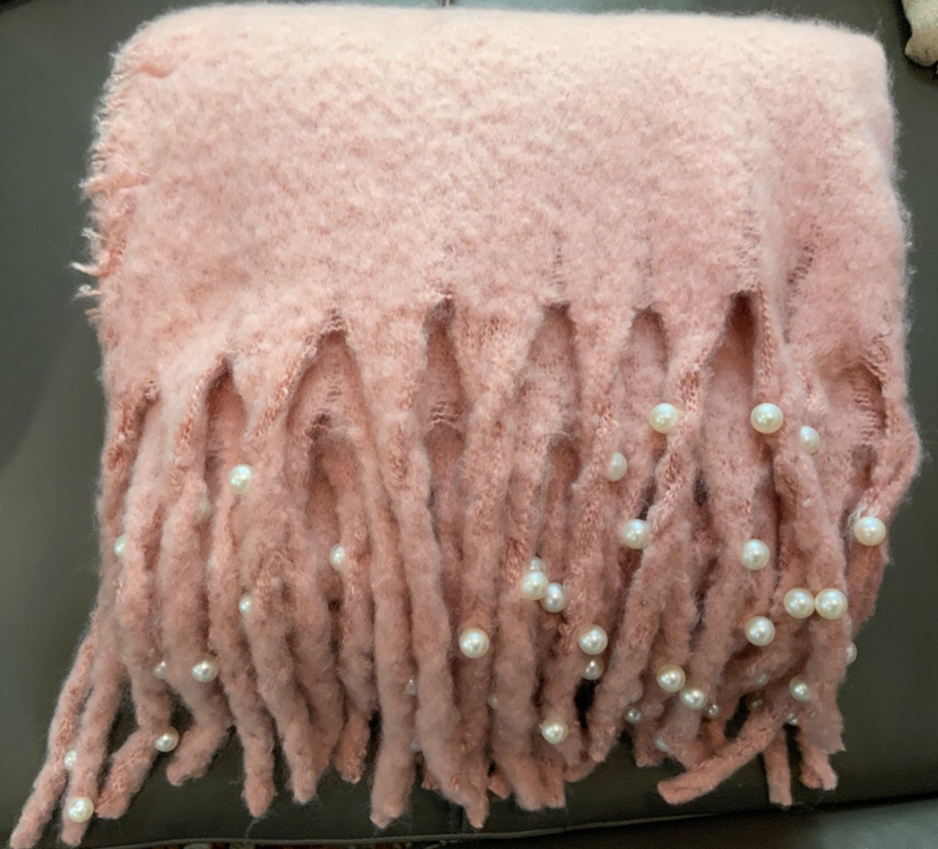 Steve Madden Chunky Soft Pearl Scarf, Dusty Pink, New