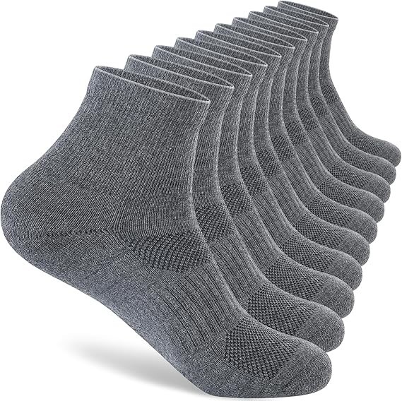Mens 100% Cotton Cushioned Ankle Socks, Moisture Wicking Breathable Athletic …