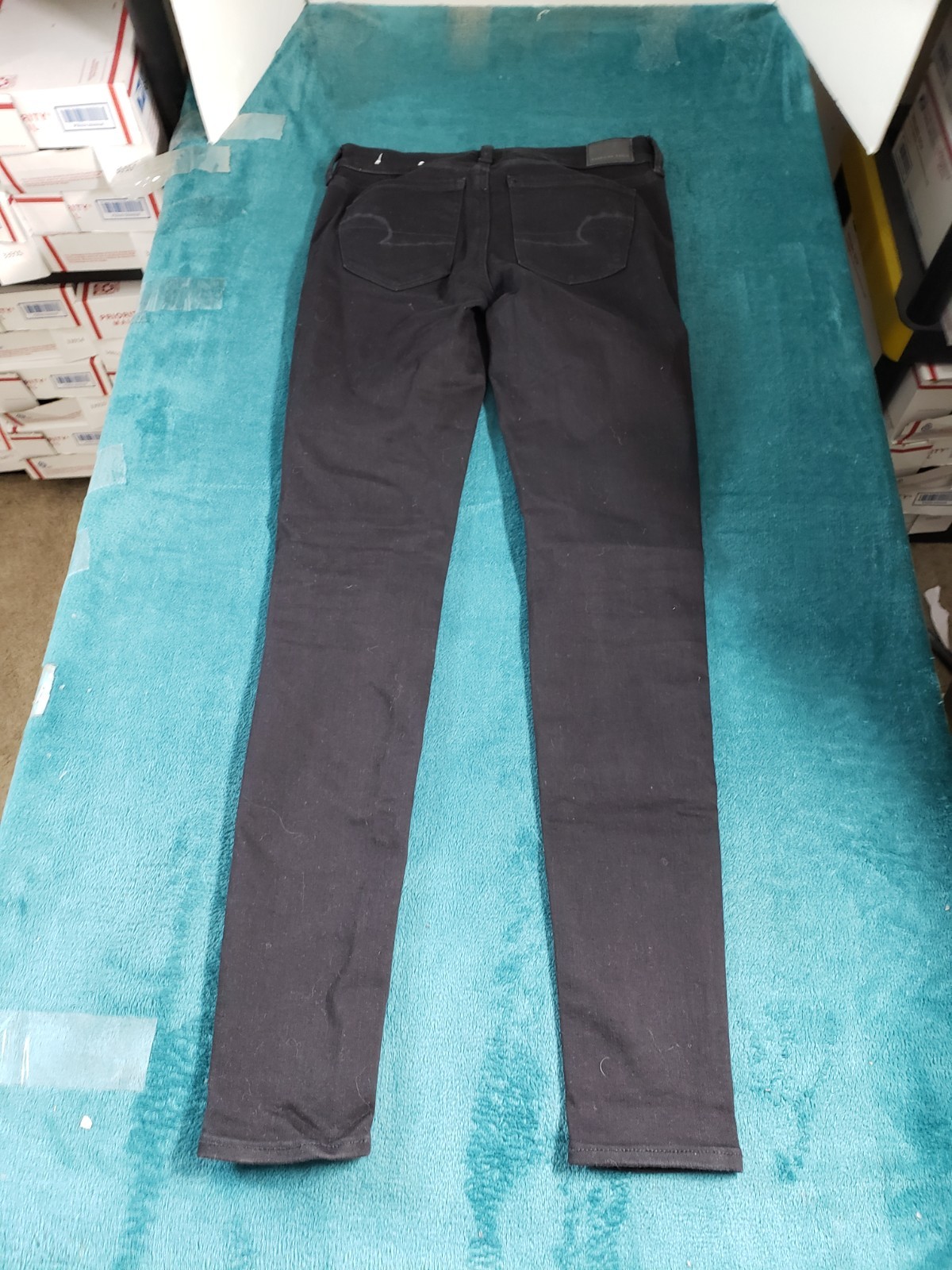 American Eagle Jeans Size 4 Extra Long Women Black Stretch Pant Mid Rise Jegging