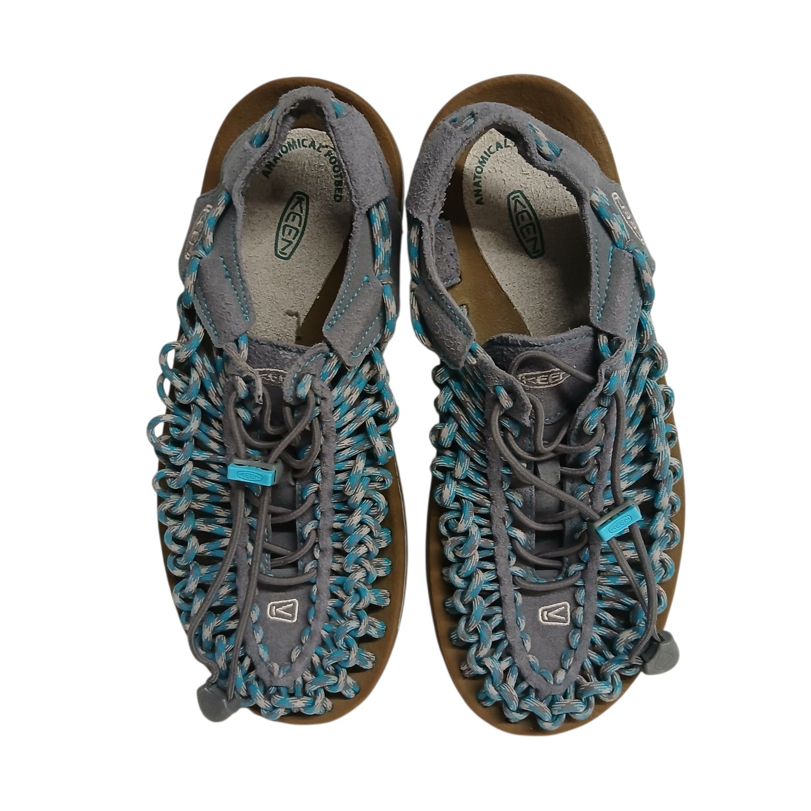 KEEN Uneek Women’s Size 6.5 Dark Grey Teal Braided Cord Sport Sandals 1014113