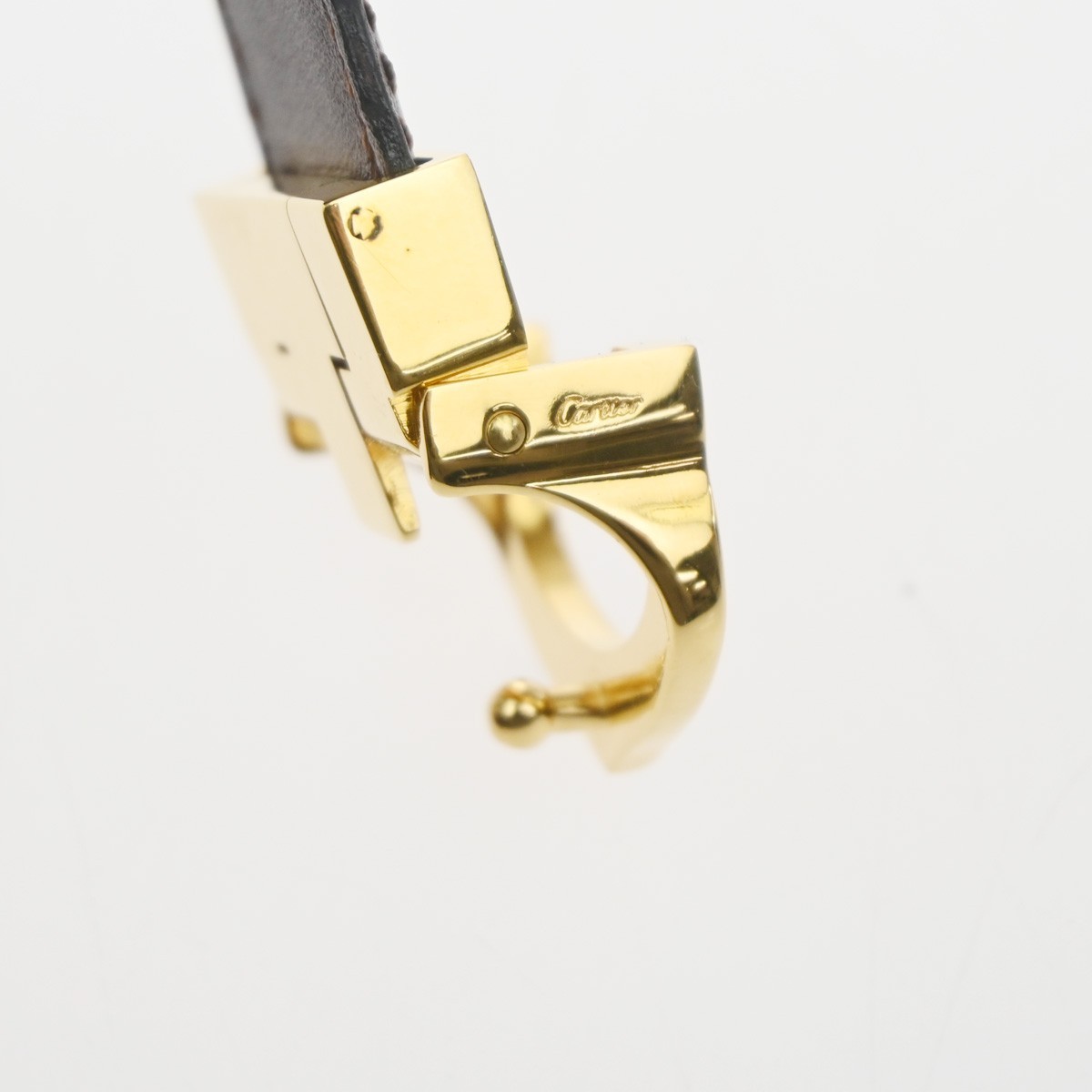 Cartier C Logo Belt 110/43 Leather Red Gold Vintage 05RL880