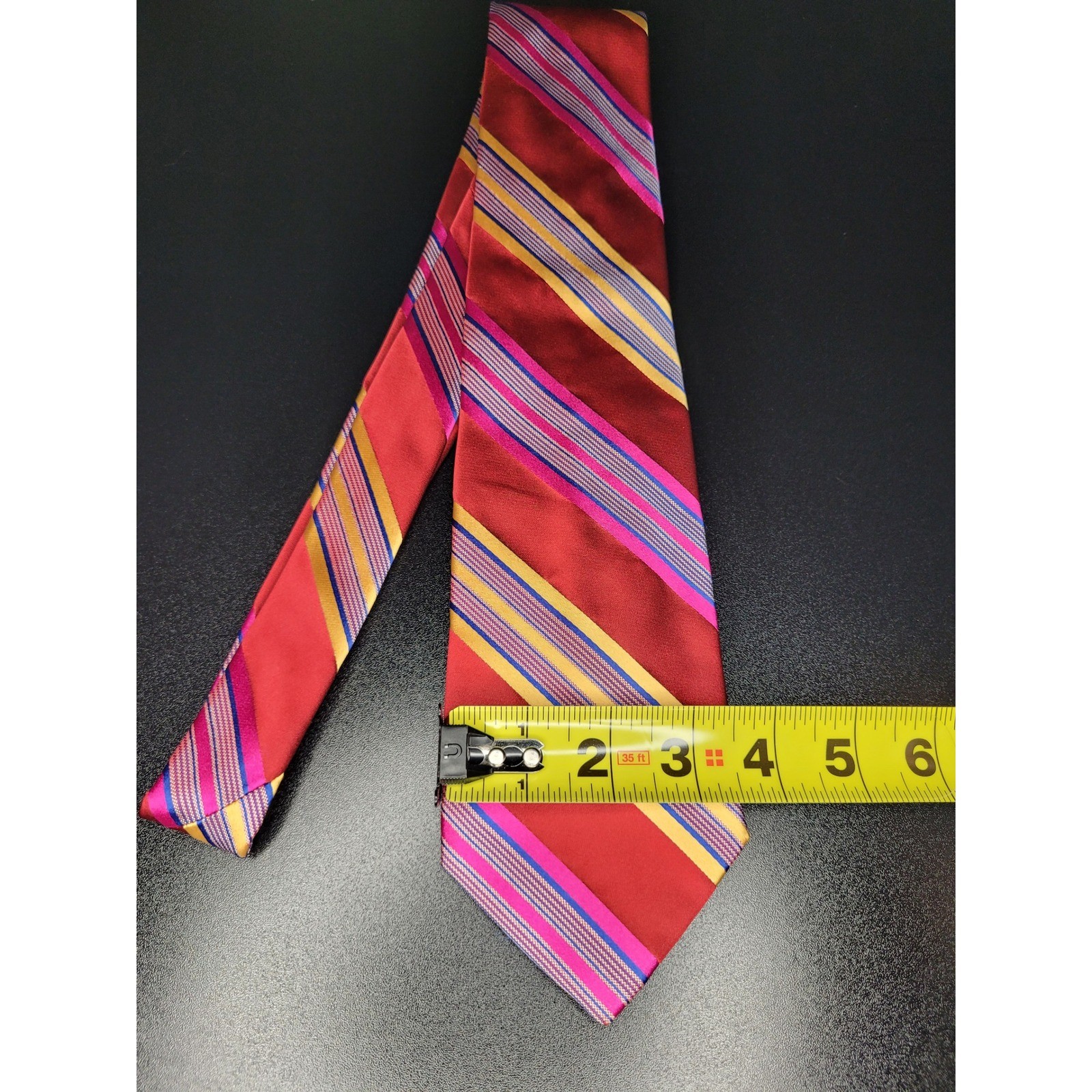 Valentino Men’s Necktie Red Striped Silk 3.75″ x 58″ Excellent