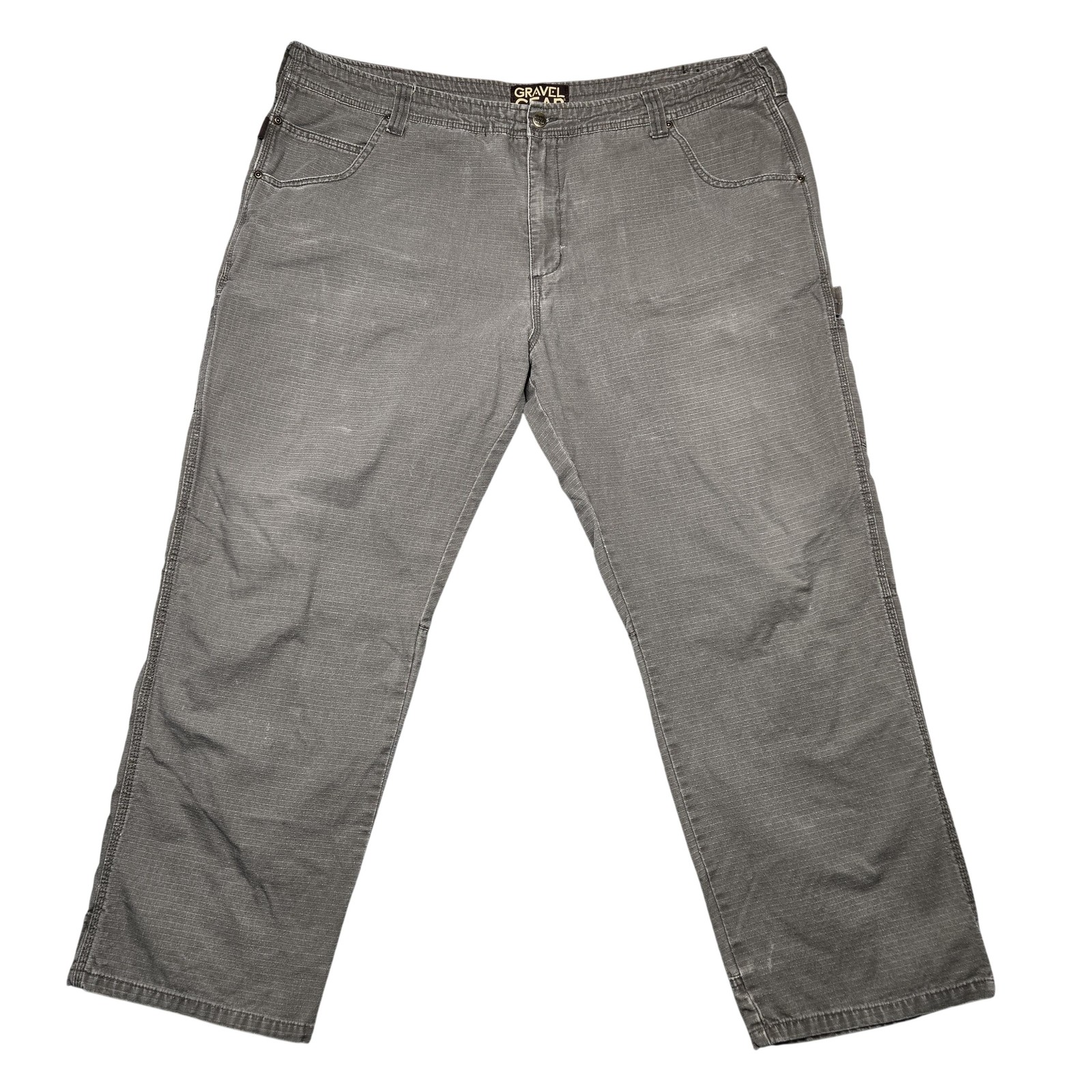 Gravel Gear Carpenter Pants Mens 45×32 Gray Ripstop Workwear Relaxed Fit Cotton