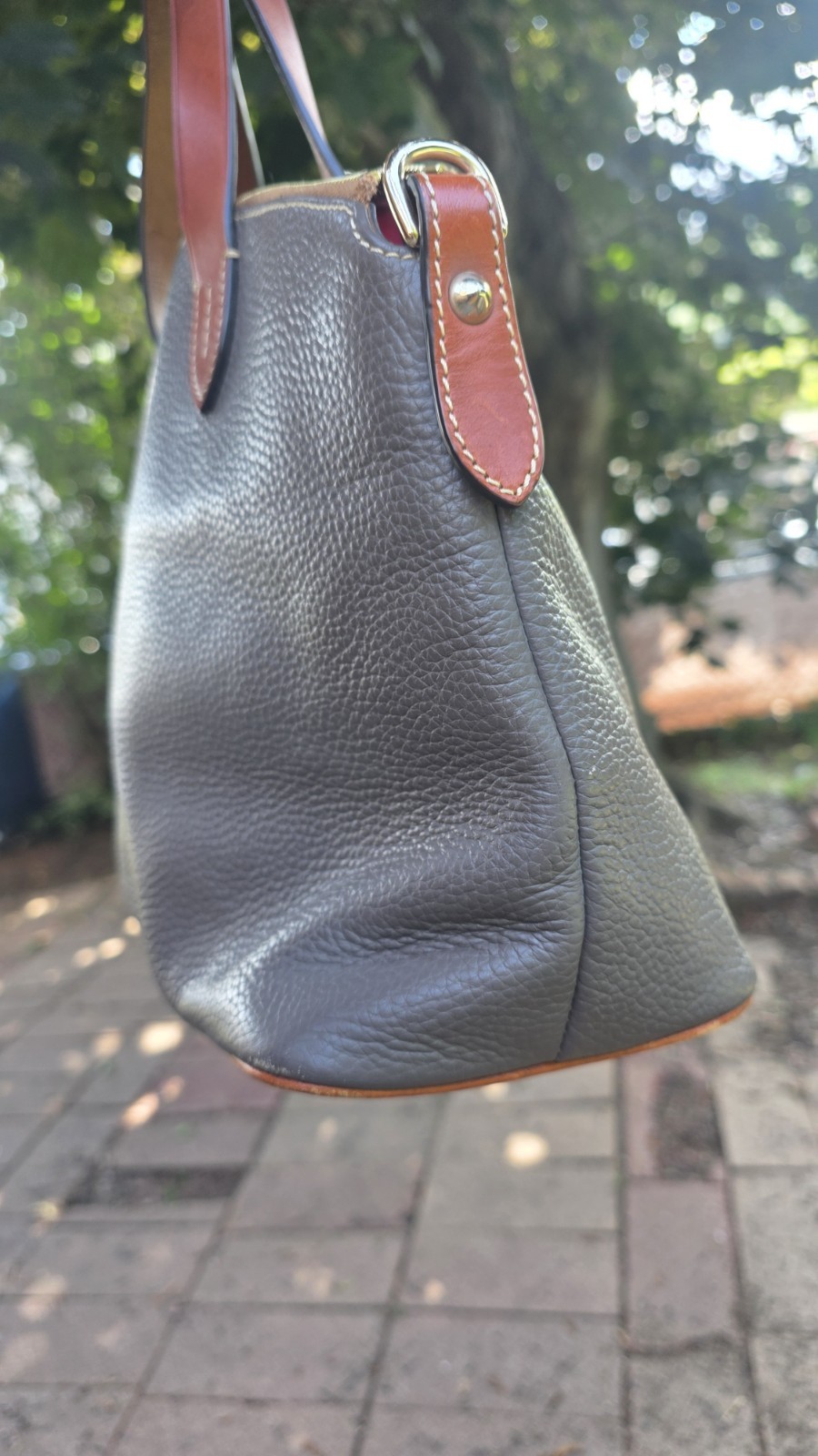 Dooney & Bourke Pebble Grain Zip Zip Satchel, Slate Gray (No Long Strap)