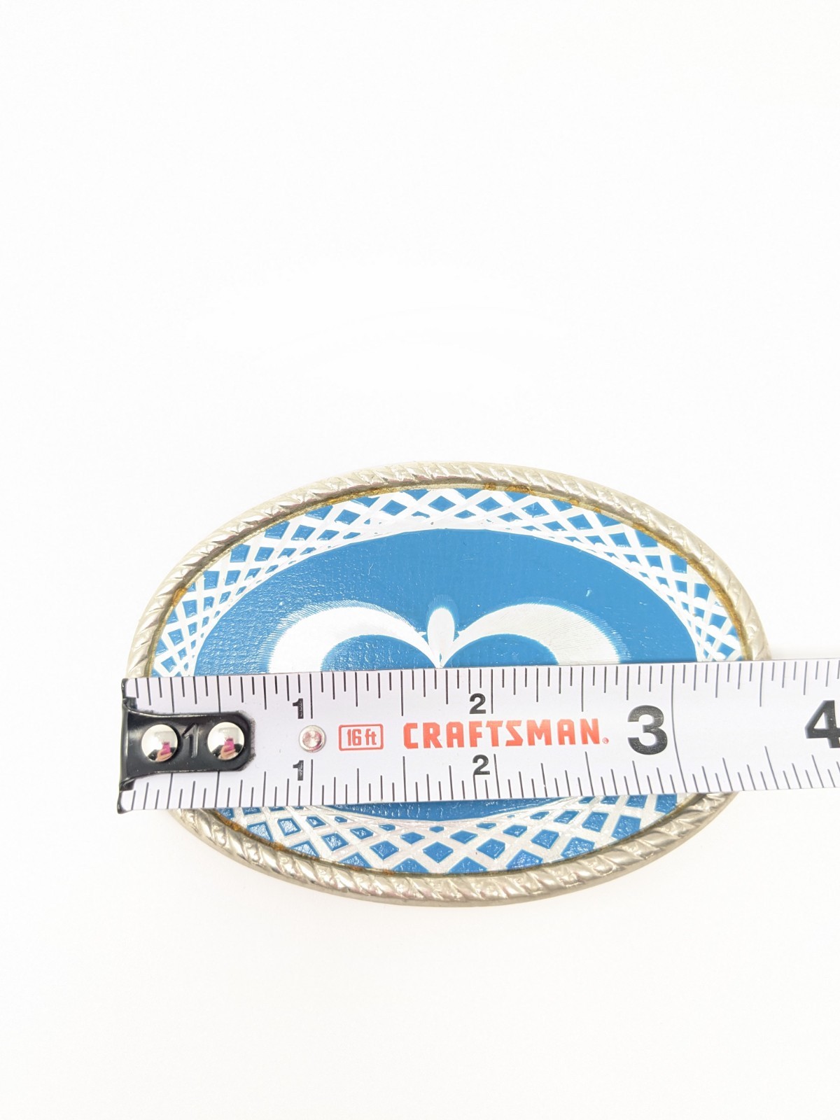 Turquoise Blue And White Country Western Belt Buckle With Infinity Rope Design