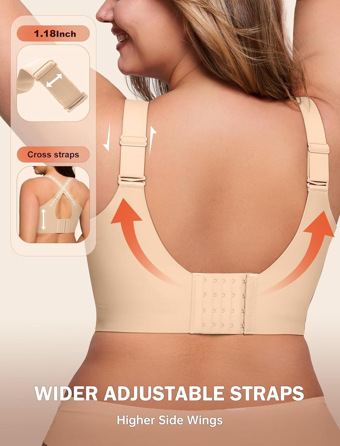 Supportive Wireless Push-Up Bra for Women – Full Coverage Seamless Plus Size