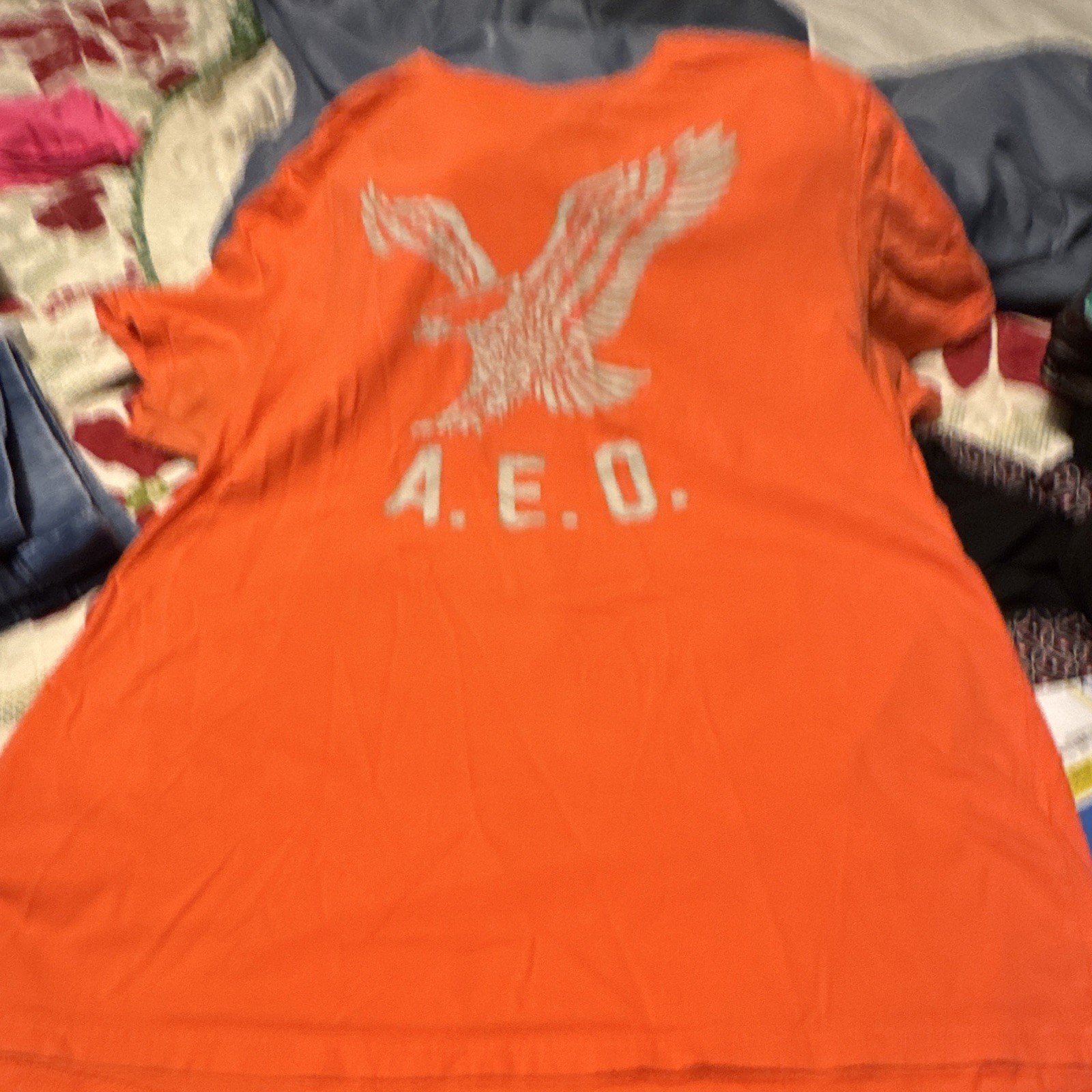 American Eagle Outfitters young Men’s XL Classic Fit Orange Crew Neck Logo Tee