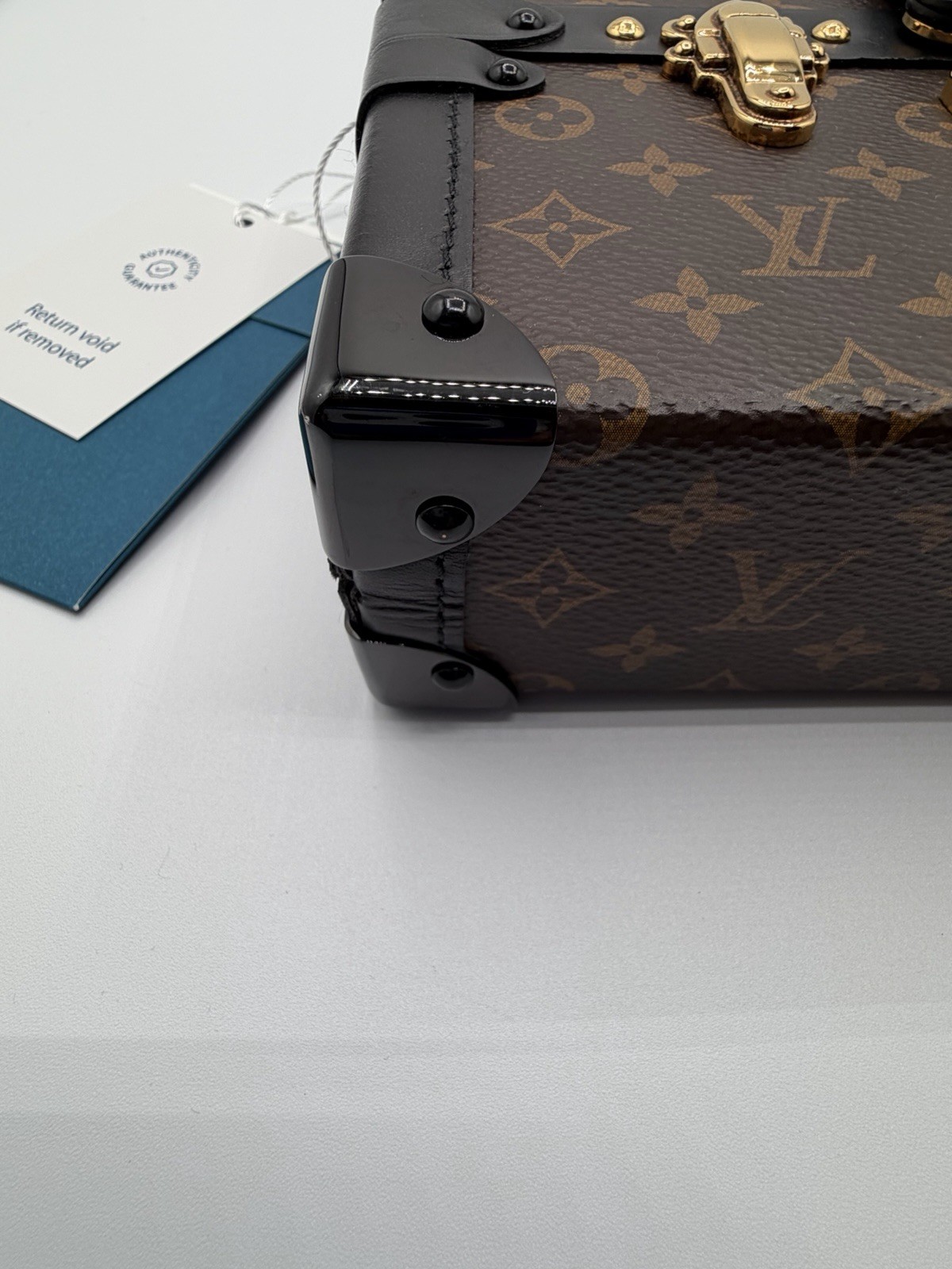 Louis Vuitton Petite Malle Monogram Trunk Box Clutch Brown/Black Gold HW