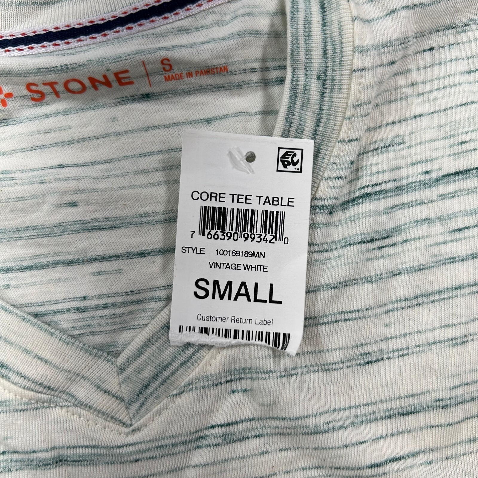 Sun + Stone V-Neck T-Shirt Tee Mens Small Vintage White Regular-Fit Nep NEW