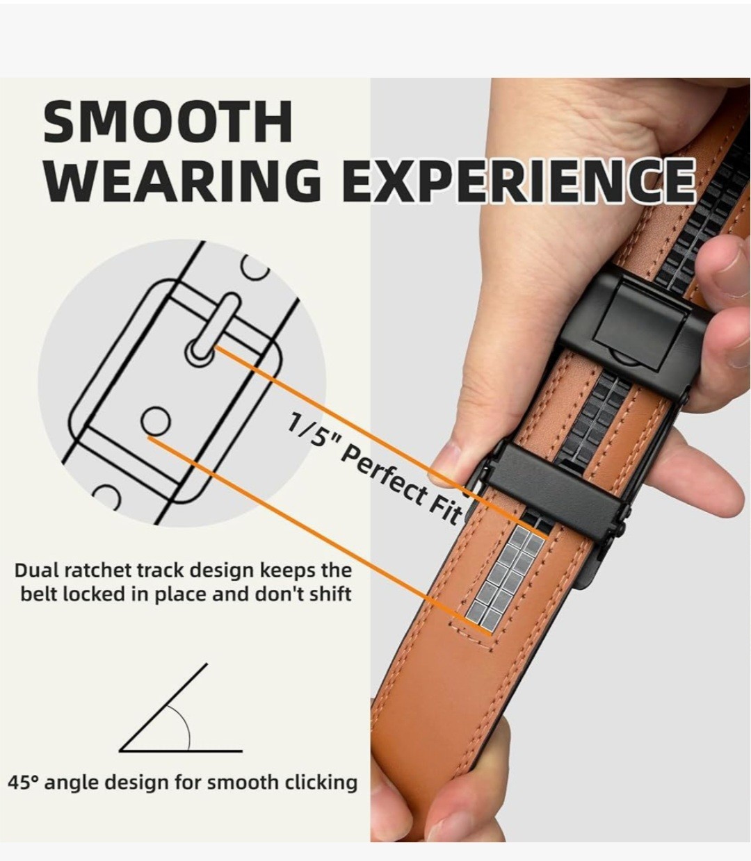 Men’s Adjustable Ratchet Dress Belt Set 1.5in Zinc Alloy Buckle Black/Brown