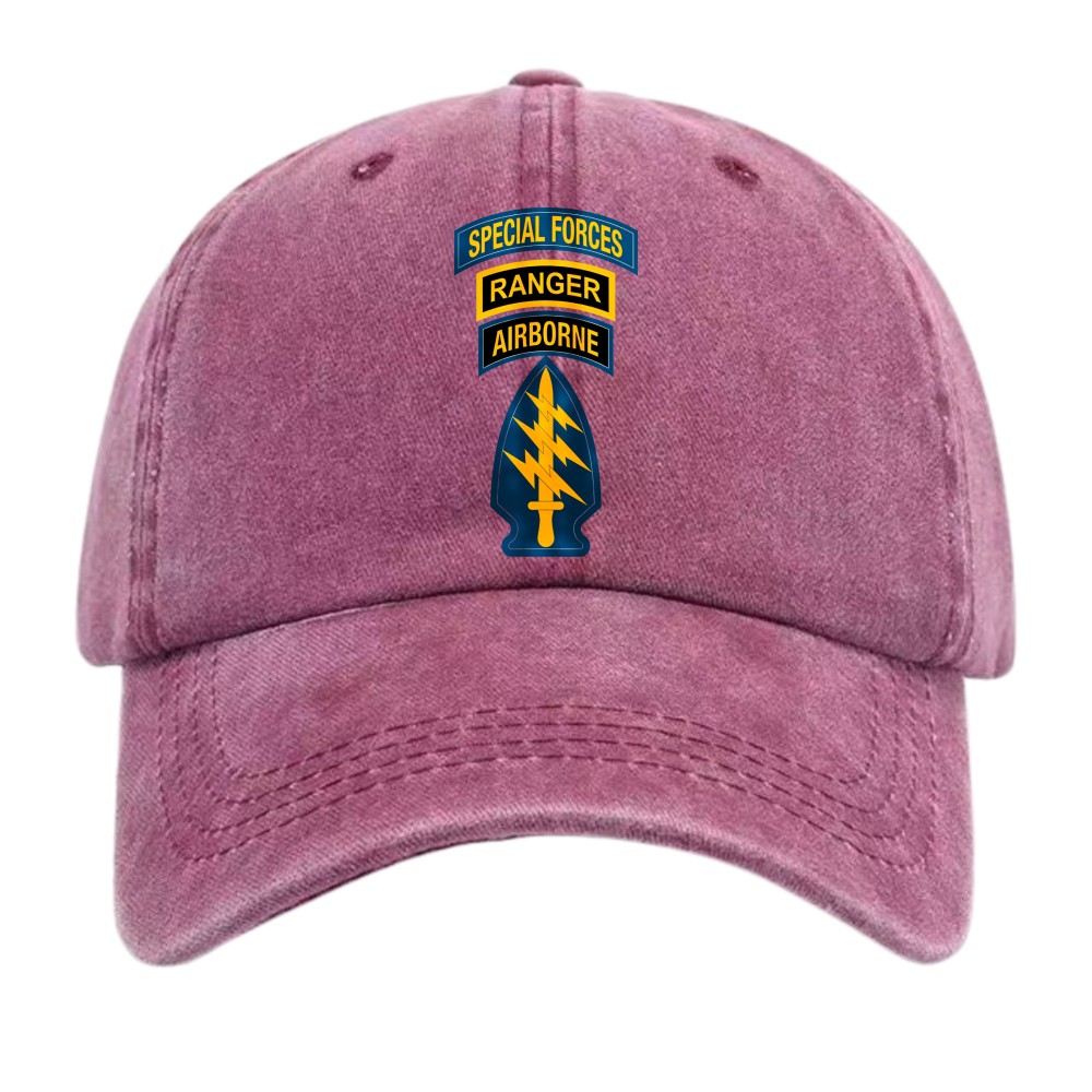 Special Forces Ranger Airborne Vintage Dad Hat,US Army Elite Unit Distressed Cap