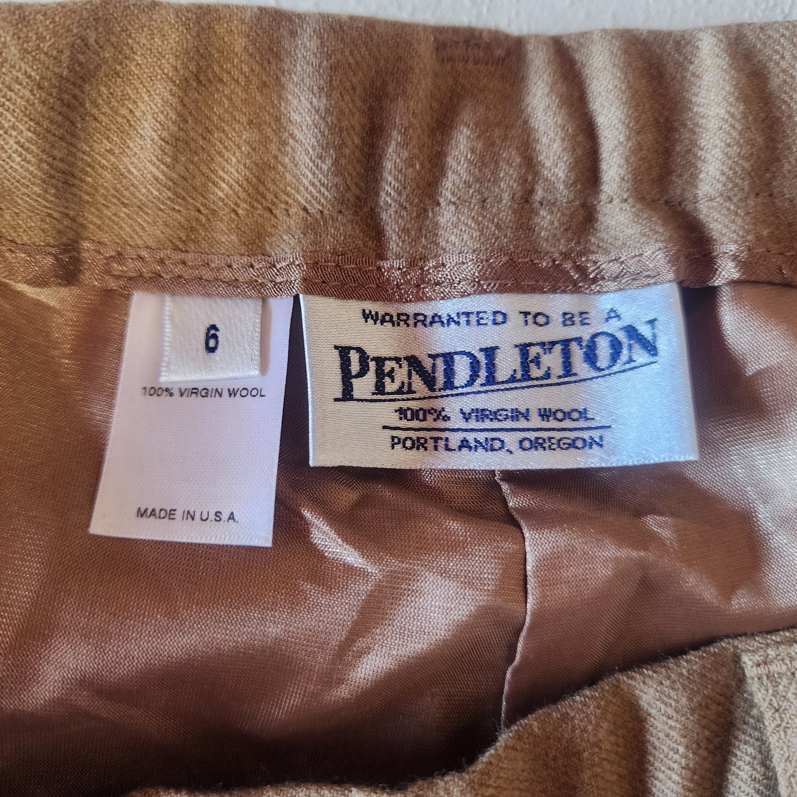 NWT Vintage Pendleton Womens 100% Wool Trouser Pants Tan Brown Sz 6 90s (B)