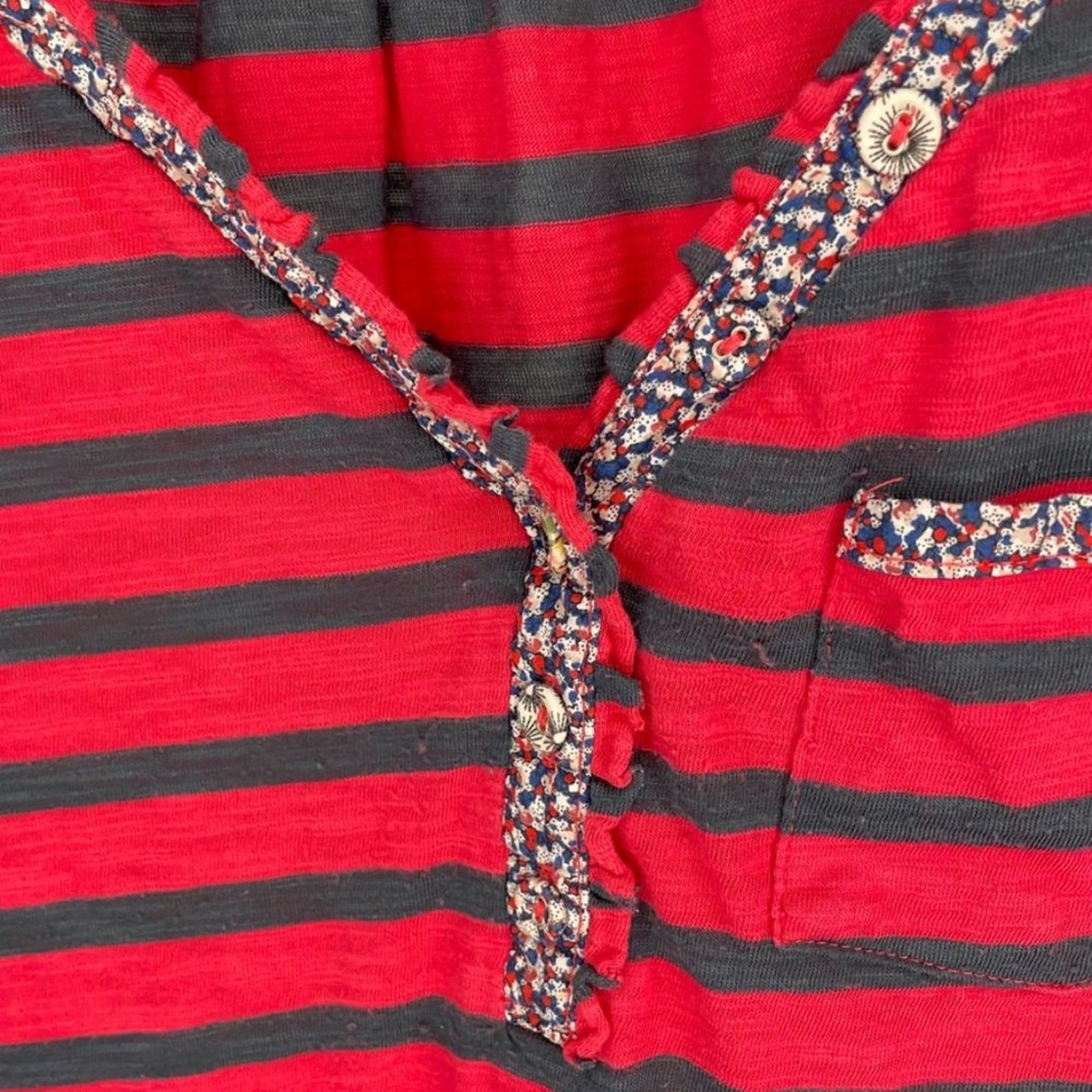 Anthropologie Postmark Fleur Trim Henley Shirt Sz XS