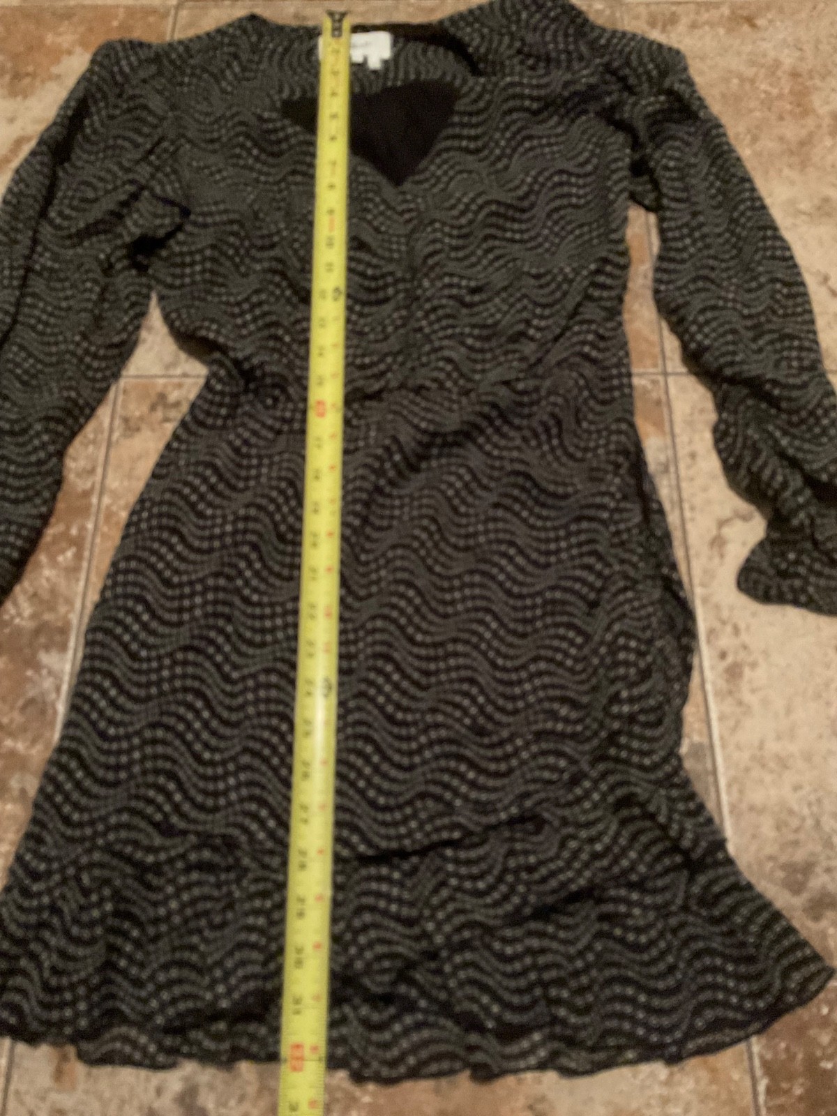 BA&SH WOMENS ROBE LITTLE DOTS METALLIC LONG SLEEVE DRESS (SIZE S) BLACK