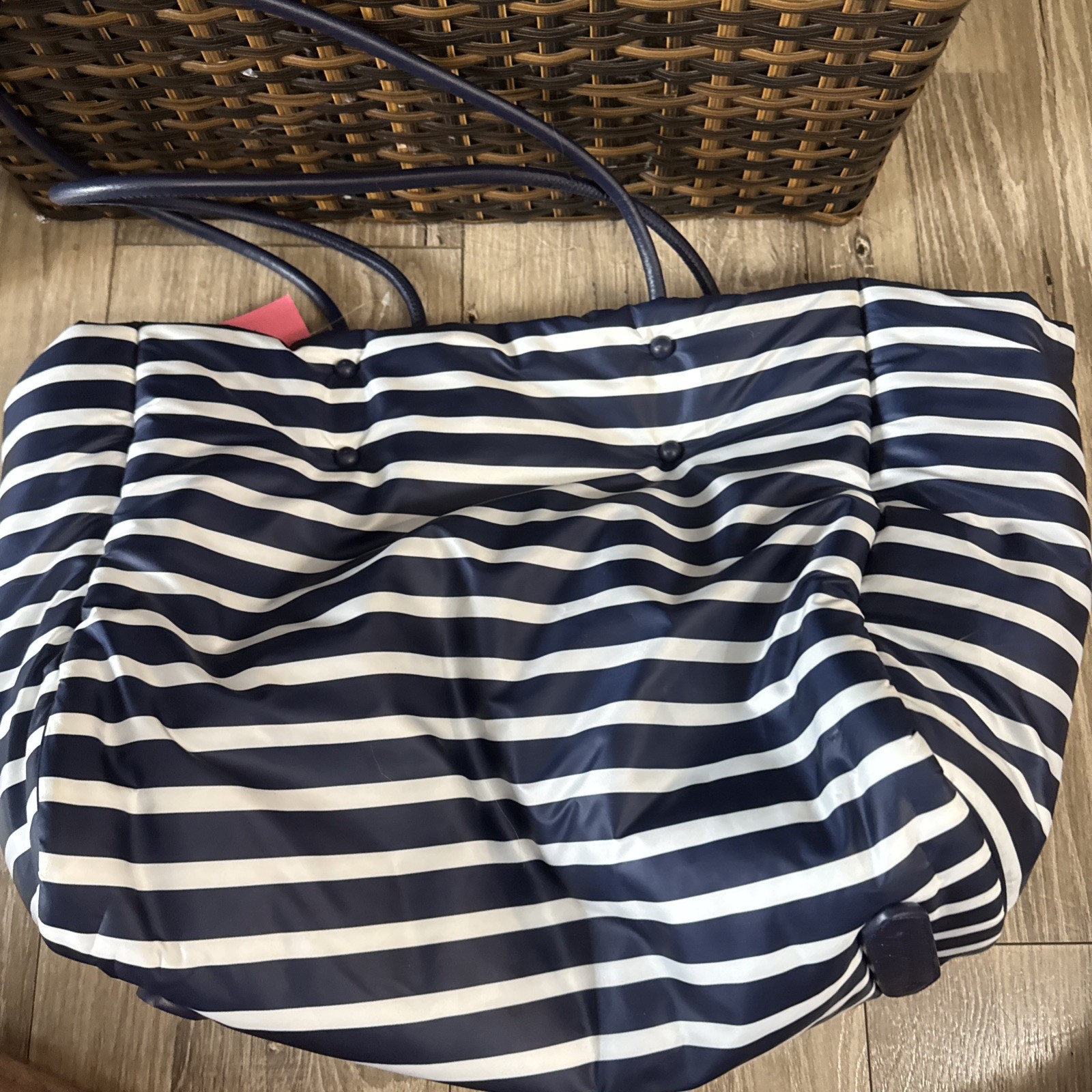 NWT Kate Spade EVERYTHING PUFFY STRIPE Large Tote Navy Stripe