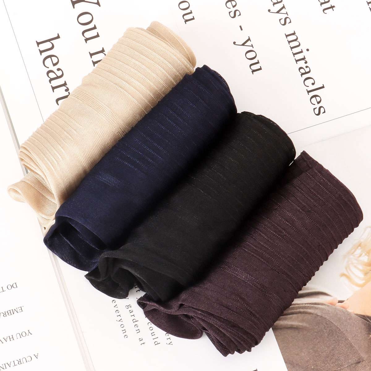 1~4 Pairs Men Ultra Thin Breathable Dress Socks Silk Sheer Soft Business Socks
