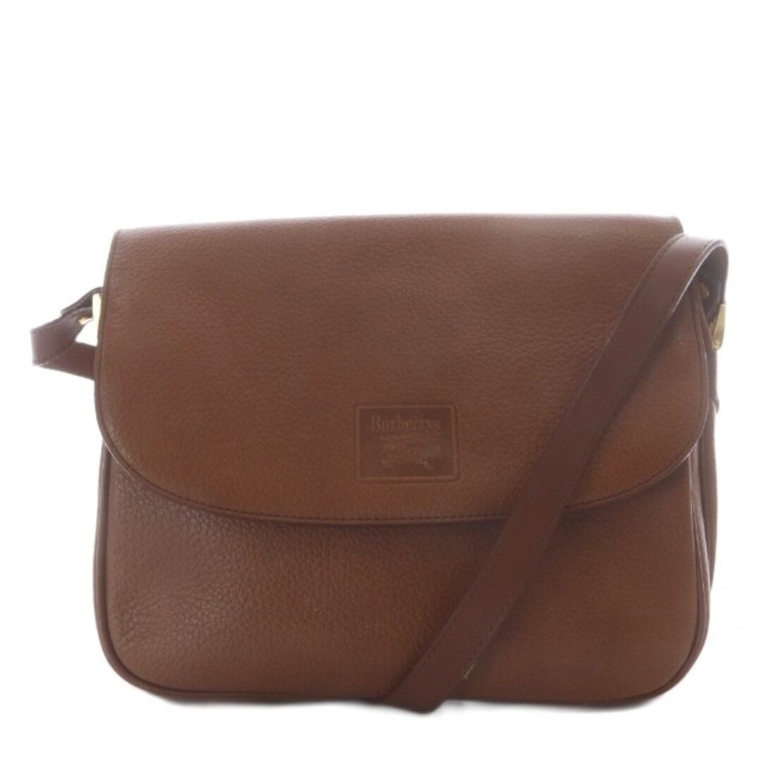 Burberrys Shoulder Bag One Shrink Leather Embossed Horsemark Brown YO33 Used 636