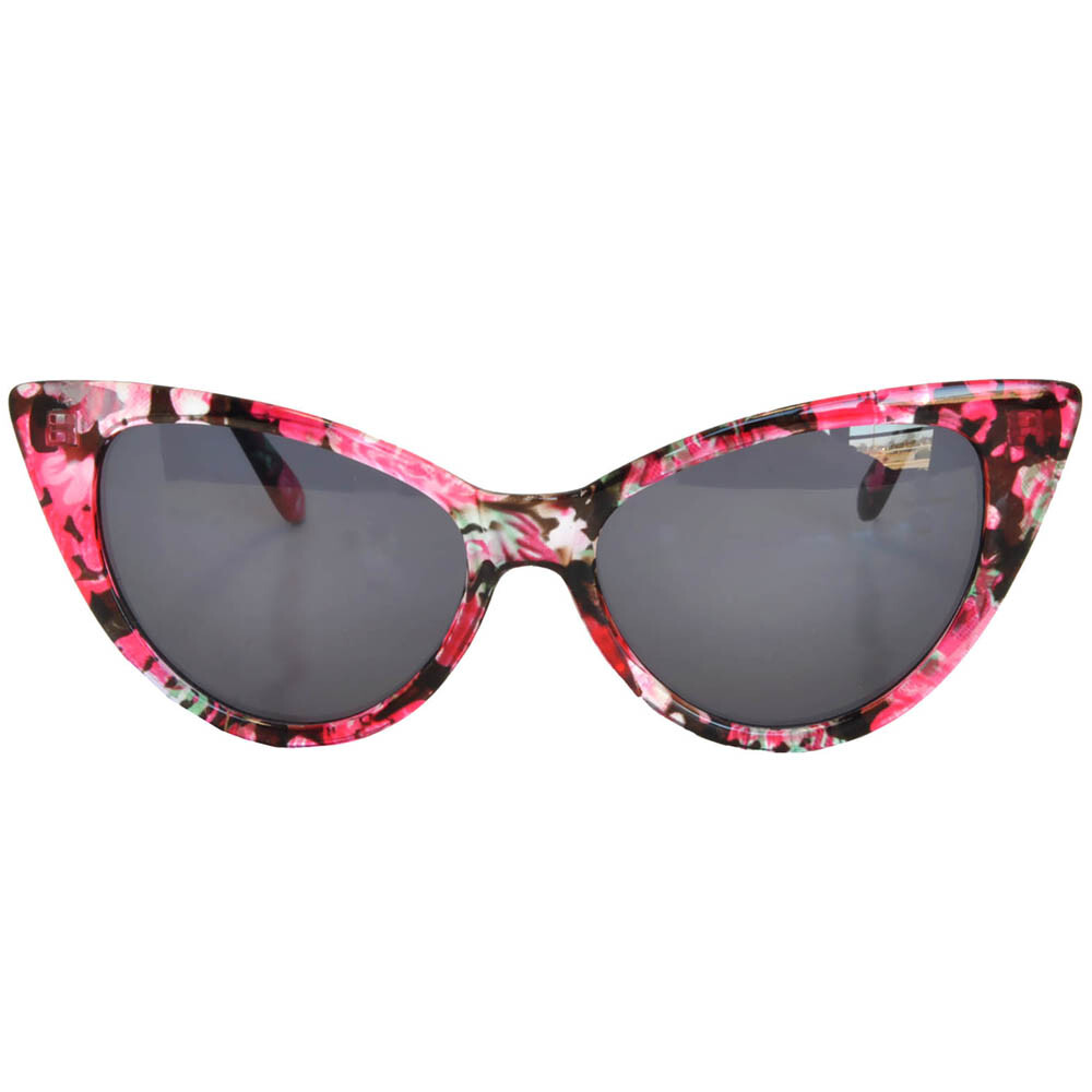 VARIATION OF CAT EYE BLACK WHITE PINK SUNGLASSES CLEAR & TINTED LENS W/POUCH UVB