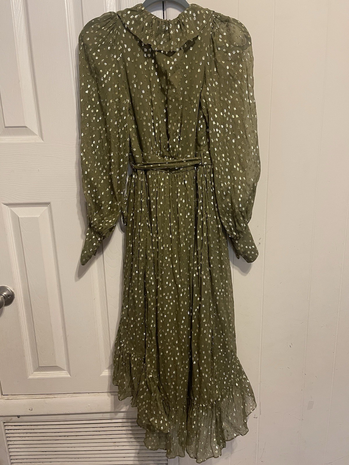Zimmermann Lurex Wrap Midi Silk Chiffon Metallic Dot Dress 0