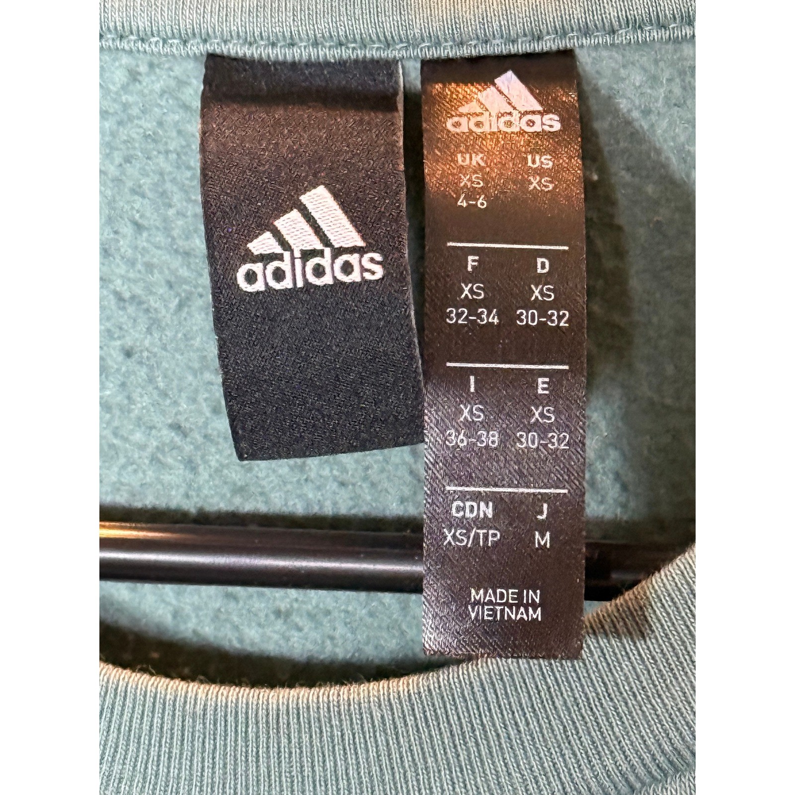 Adidas Mens Essentials 3-Stripes Sweatshirt Teal Blue Fleece Pullover XS