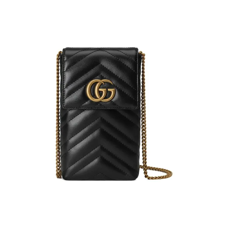 Gucci Marmont Gold Logo Shoulder Bag Handbag Phone Bag Women’s 4×1.3×7.8 in
