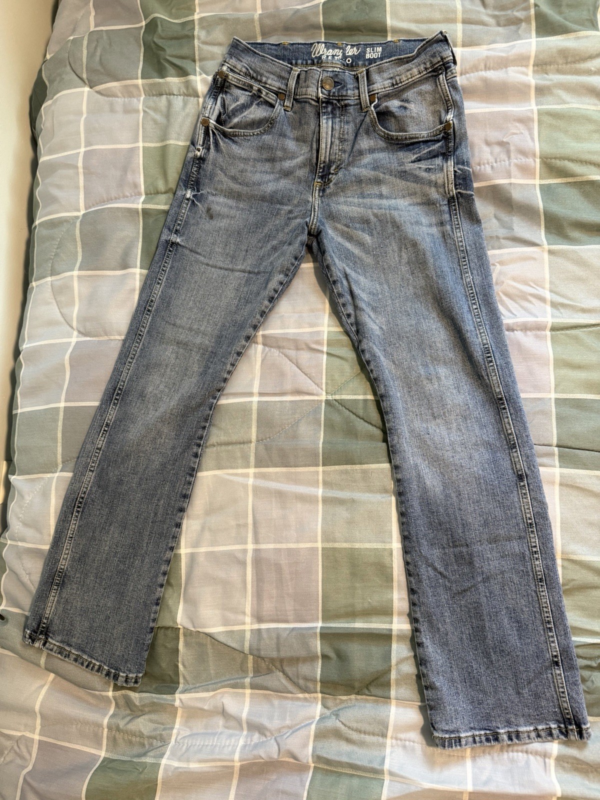 Wrangler Retro Men’s Blue Light Wash Slim Boot Stretch Denim Jeans