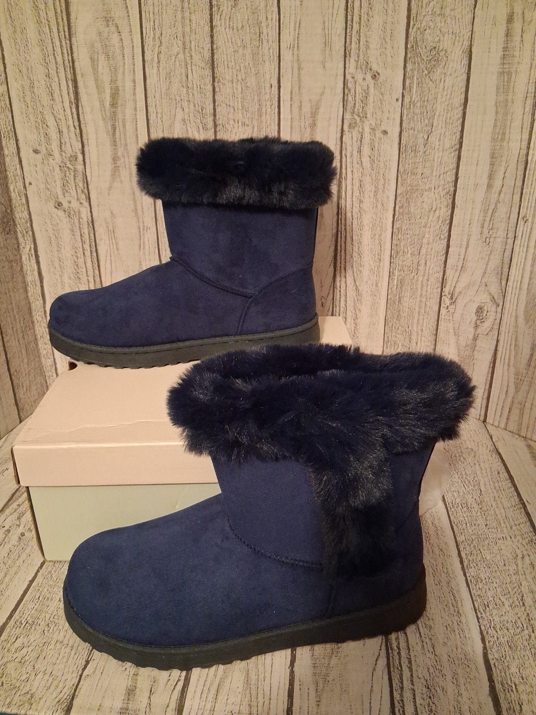 Kohl’s Blue So Good for Life Paulina Snow Boots Faux Suede Size 10 New
